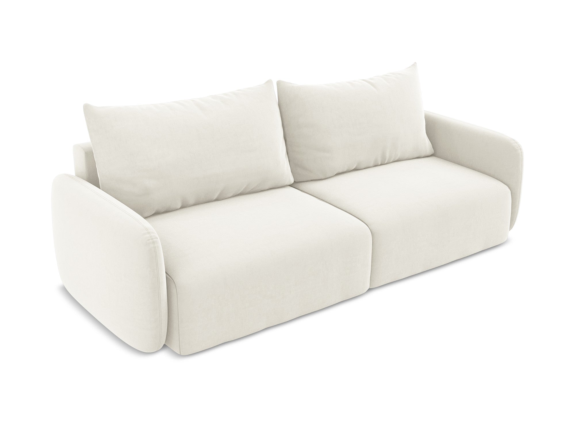 Sofa aus Samt für 3 Personen mit Schlaf-Funktion KALENA hellbeige