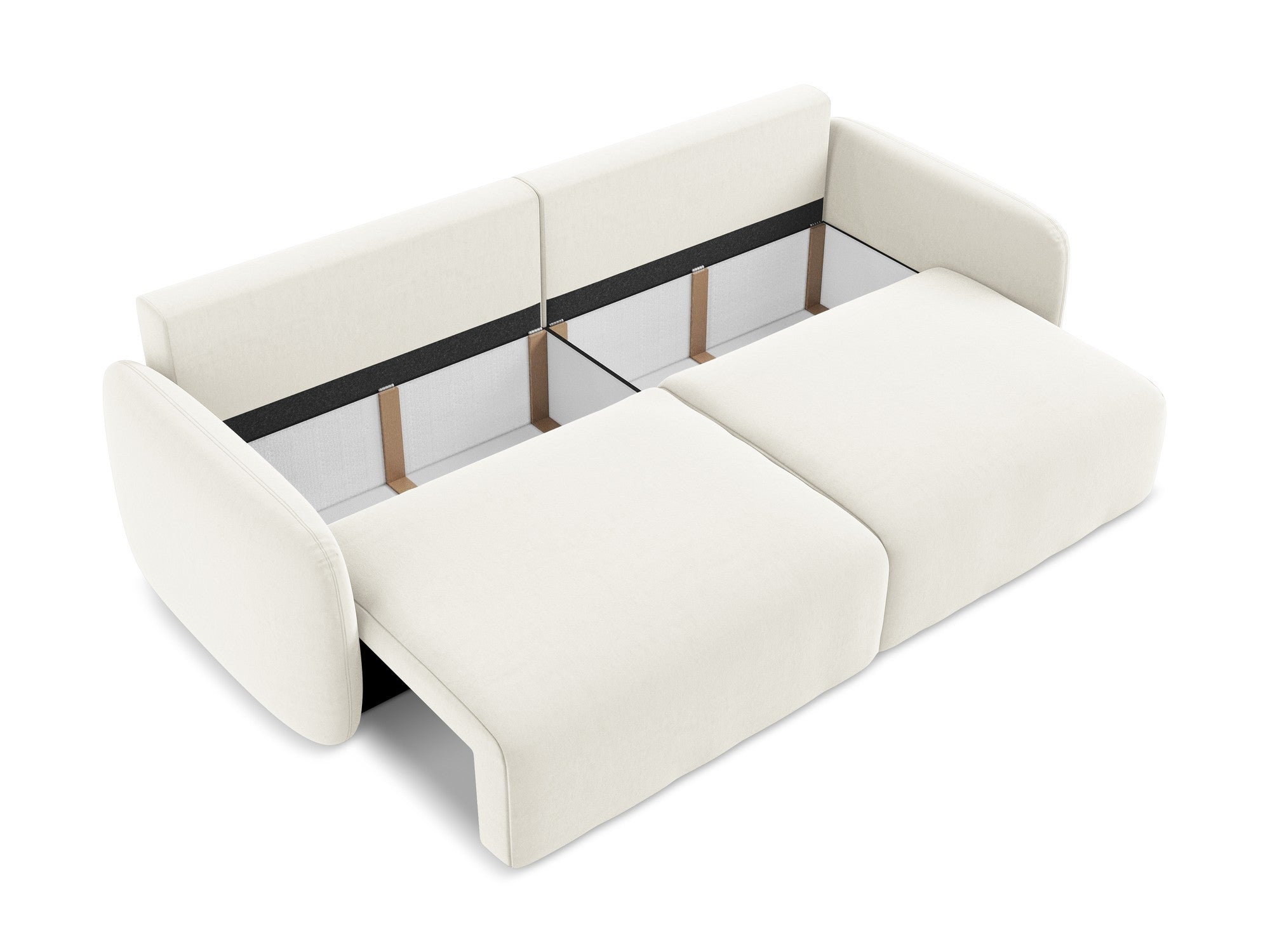 Sofa aus Samt für 3 Personen mit Schlaf-Funktion KALENA hellbeige