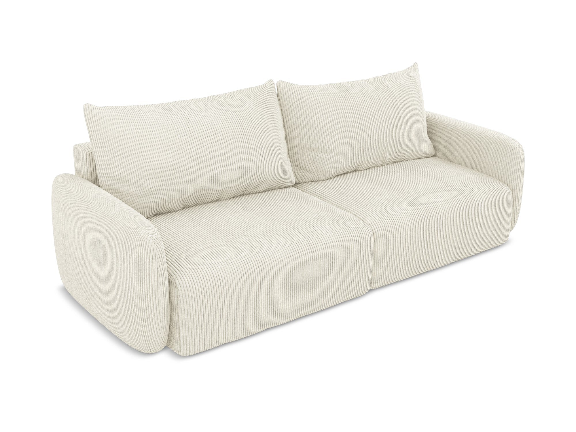 Sofa 3-zits met slaapfunctie KALENA lichtbeige ribstof