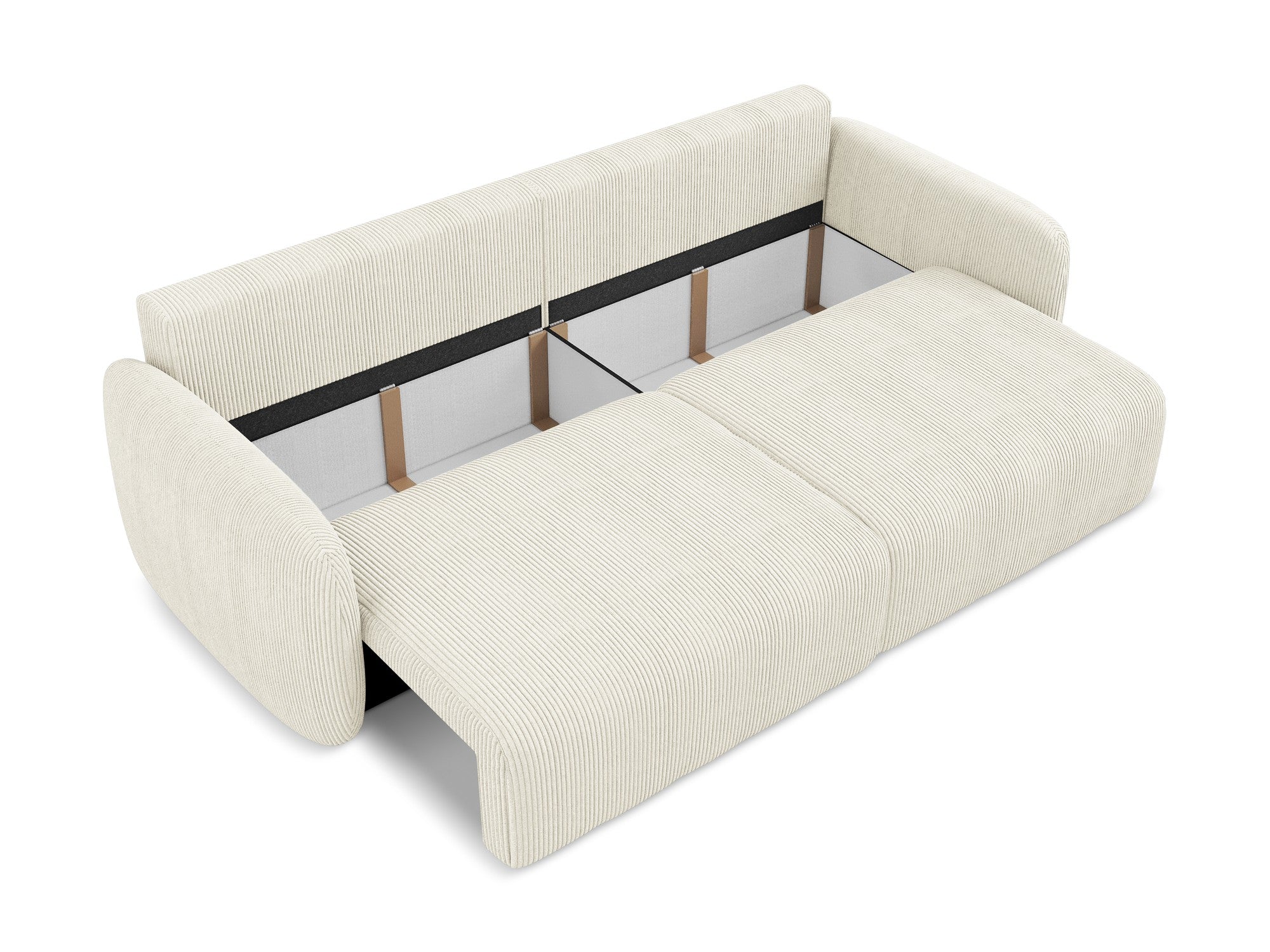 Sofa 3-zits met slaapfunctie KALENA lichtbeige ribstof