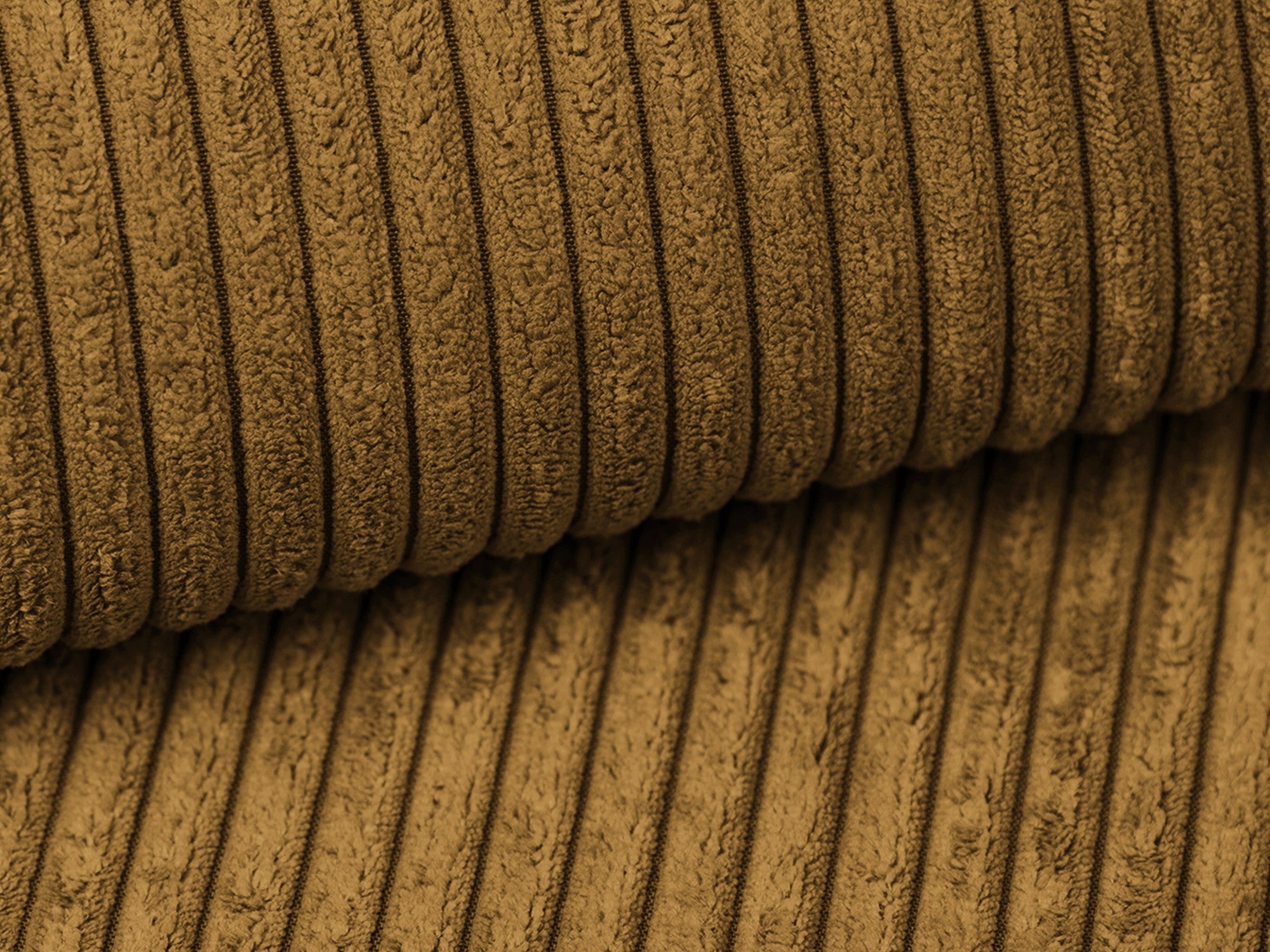 Sofa 3-zits met slaapfunctie KALENA mosterdkleurige ribstof