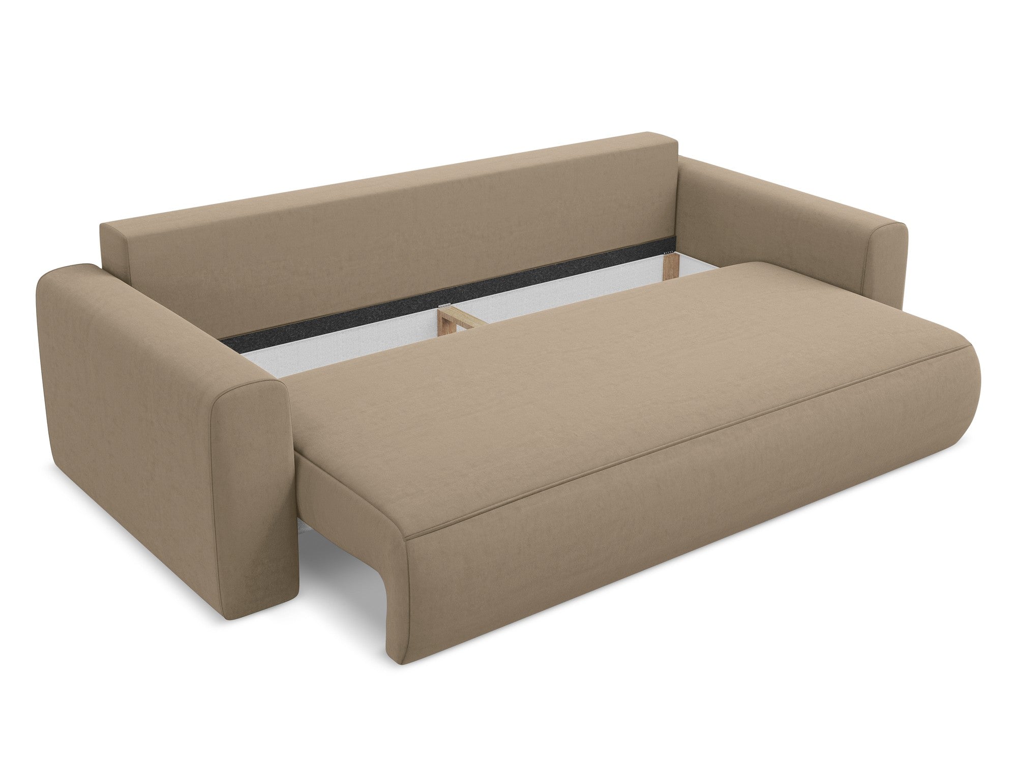 Sofa van fluweel voor 3 personen met slaapfunctie KAPUA donkerbeige