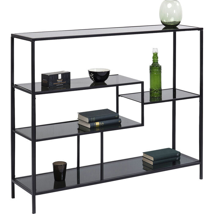Console with shelves black loft