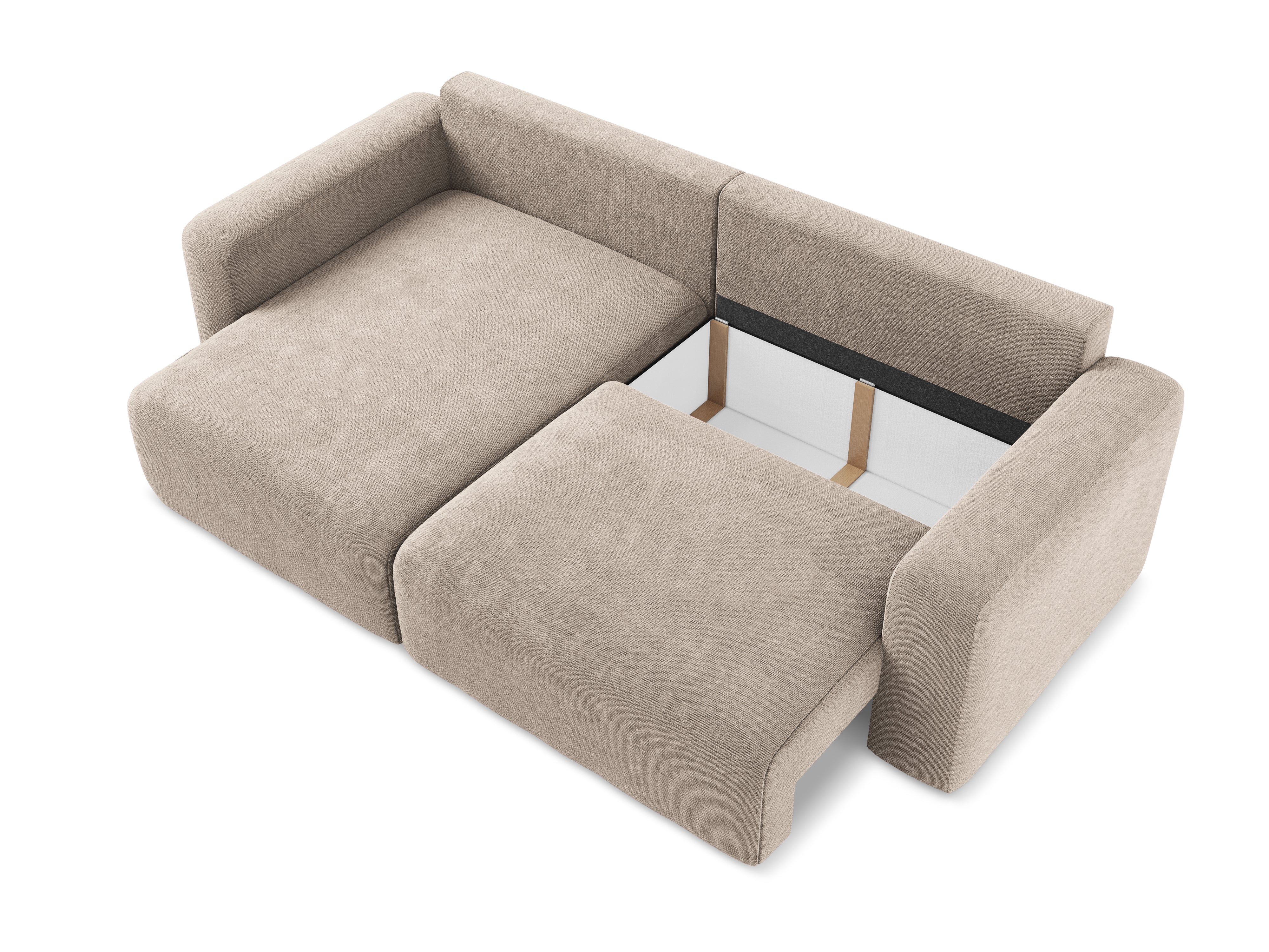 Left-sided corner sofa bed KONA in dark beige chenille
