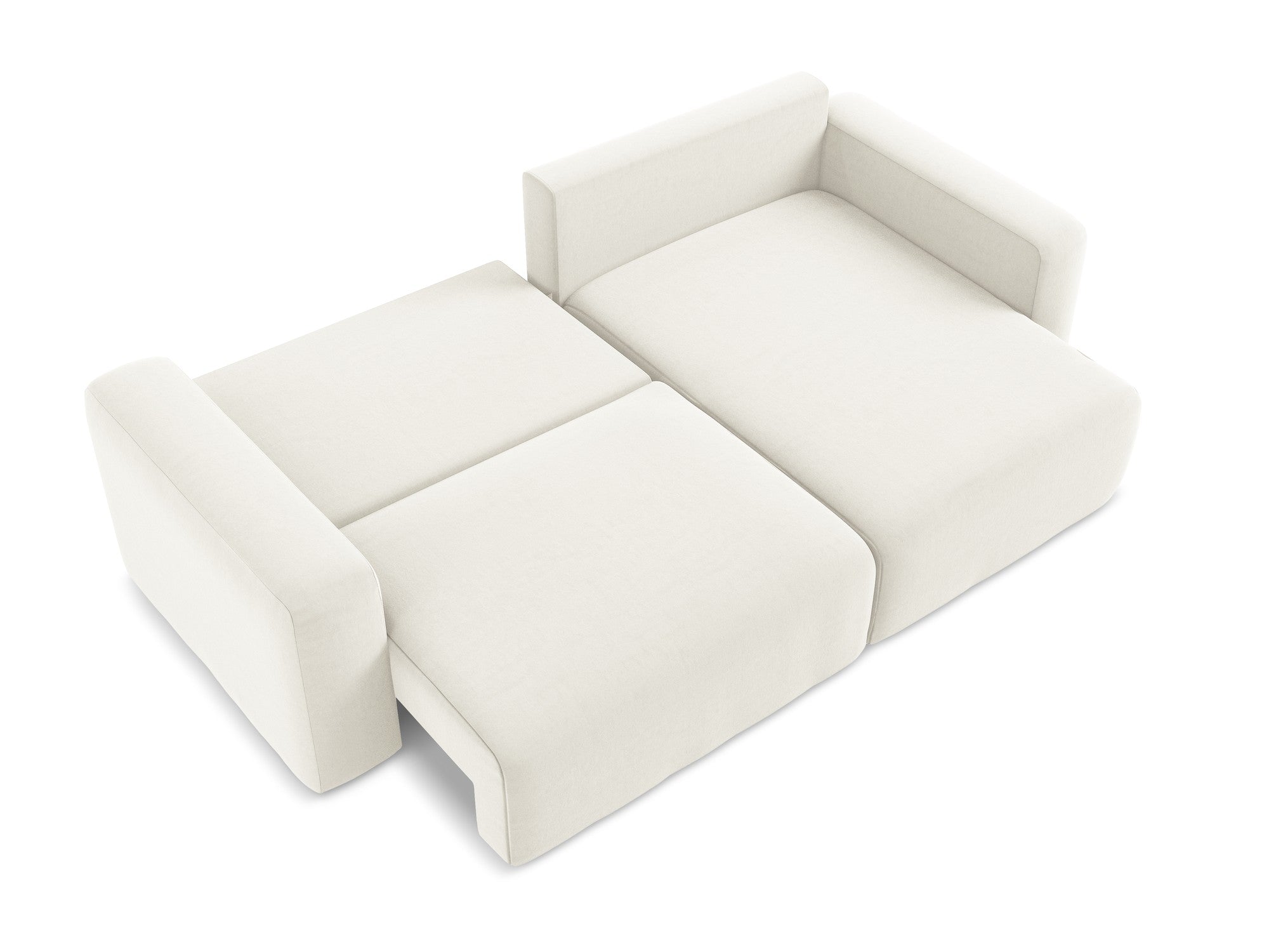 Samt-Ecksofa rechts mit Schlaffunktion KONA hellbeige