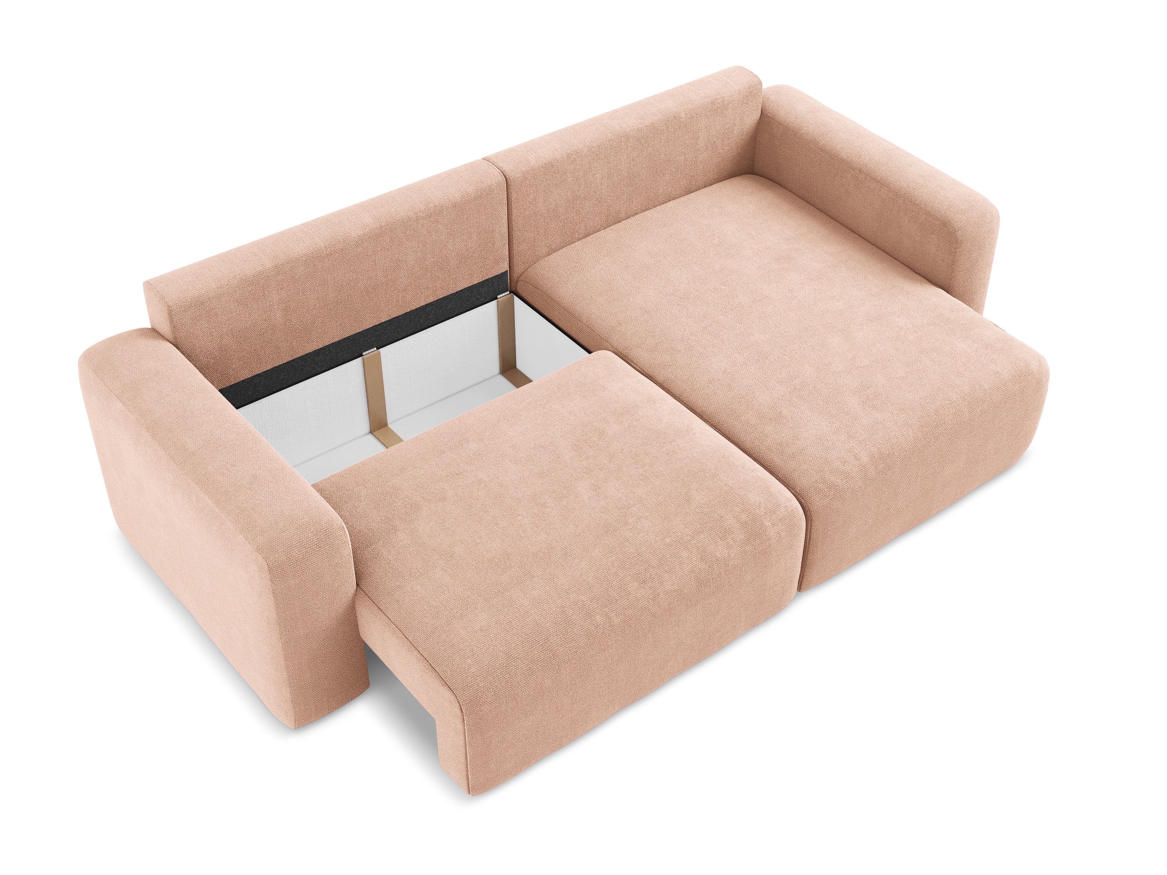 Rechthoekige bank met slaapfunctie KONA perzikkleurig chenille