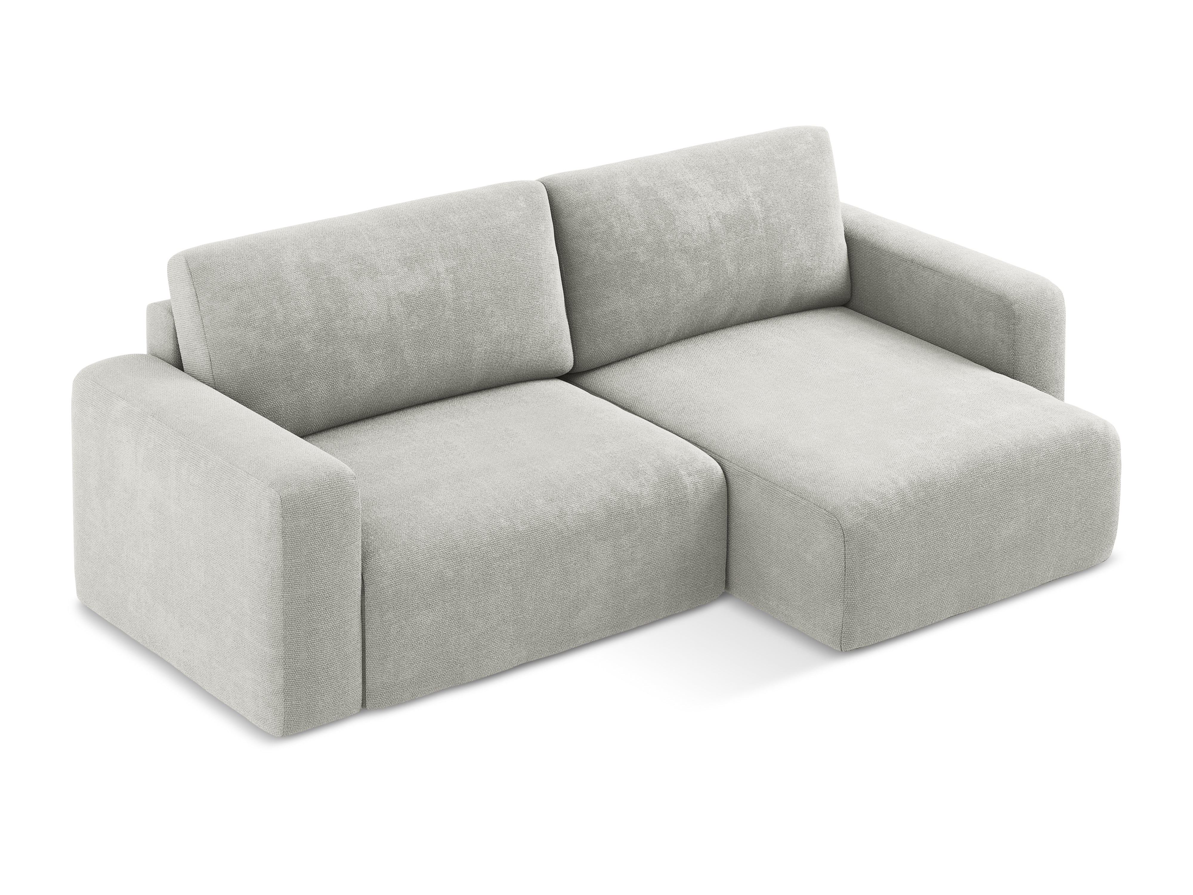 Rechthoekige bank met slaapfunctie KONA lichtgrijs chenille