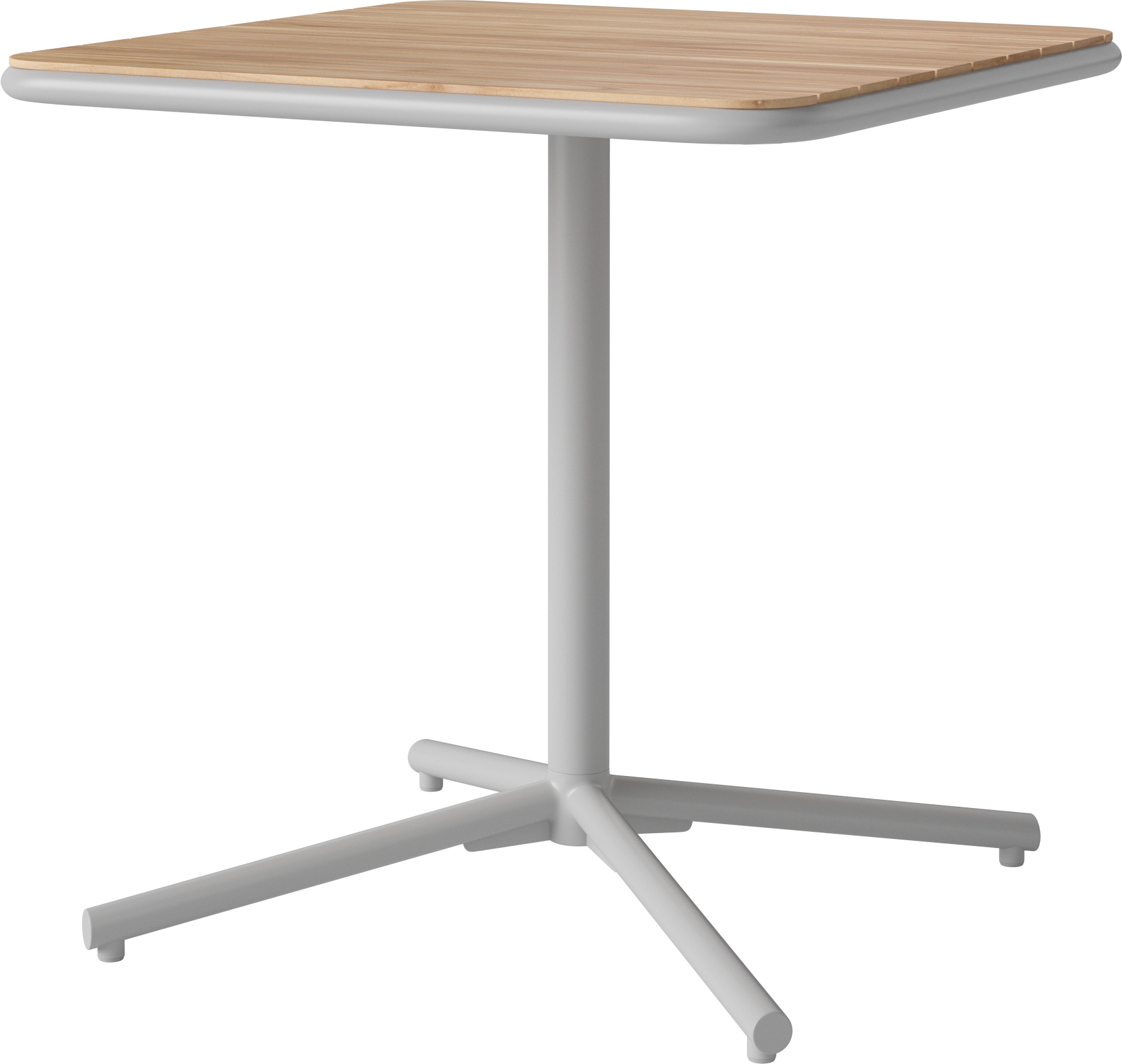 Quadratisch Tisch externer Holzkite mit einer grauen Stahlbasis