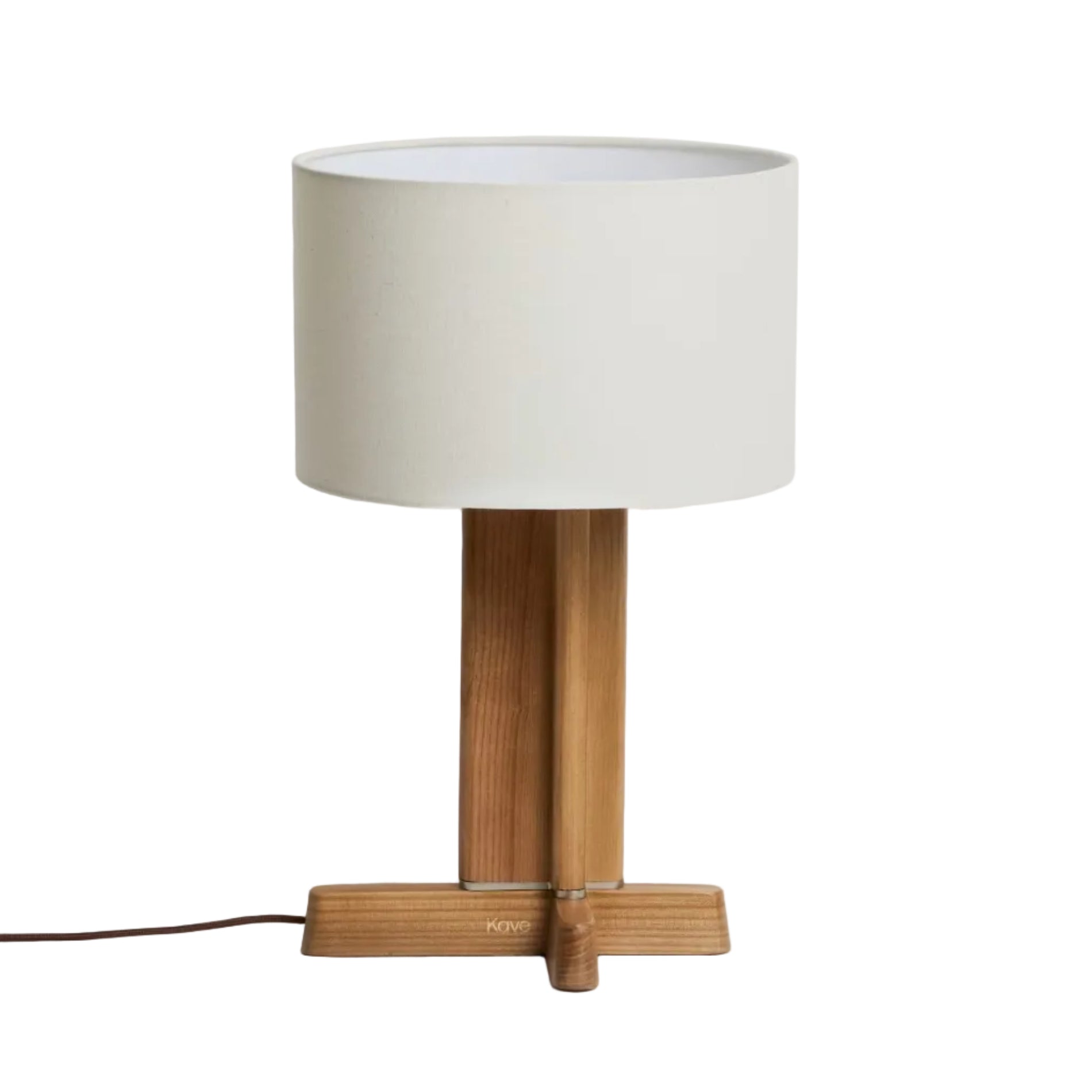 Tischlampe NIANI grau mit Holzfuß