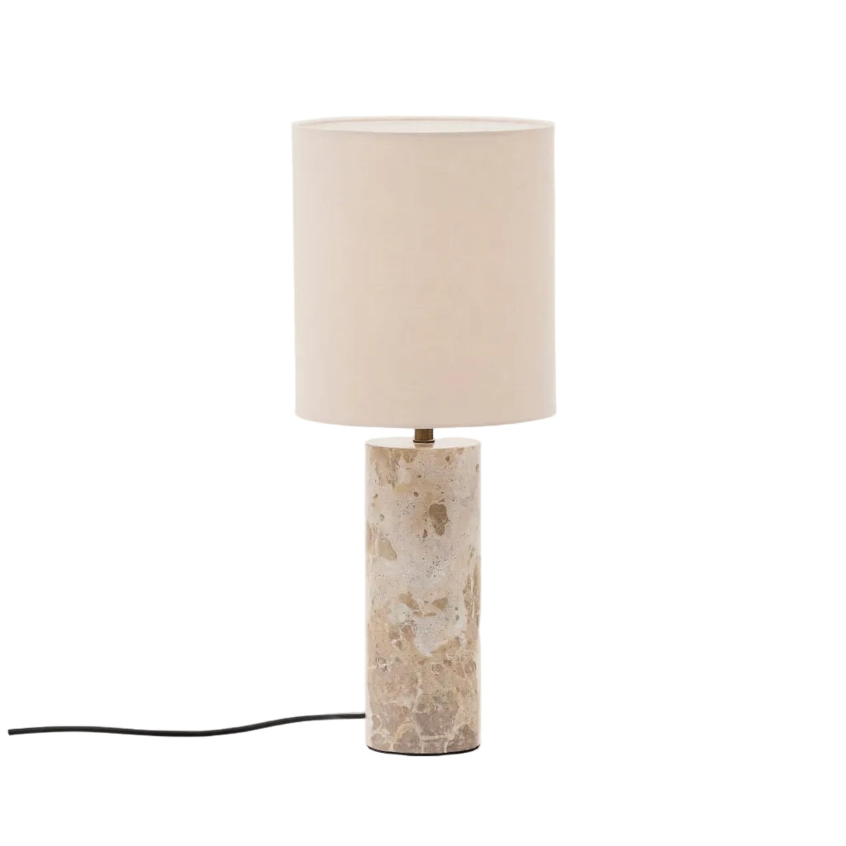 Lampa stołowa RAZE beżowy marmur z lnianym kloszem – Kave Home