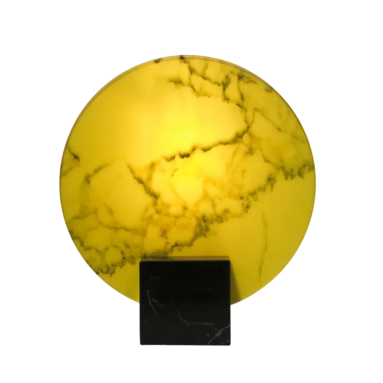 Tafellamp ACID MARBLE in zuurgeel met een zwarte marmeren voet