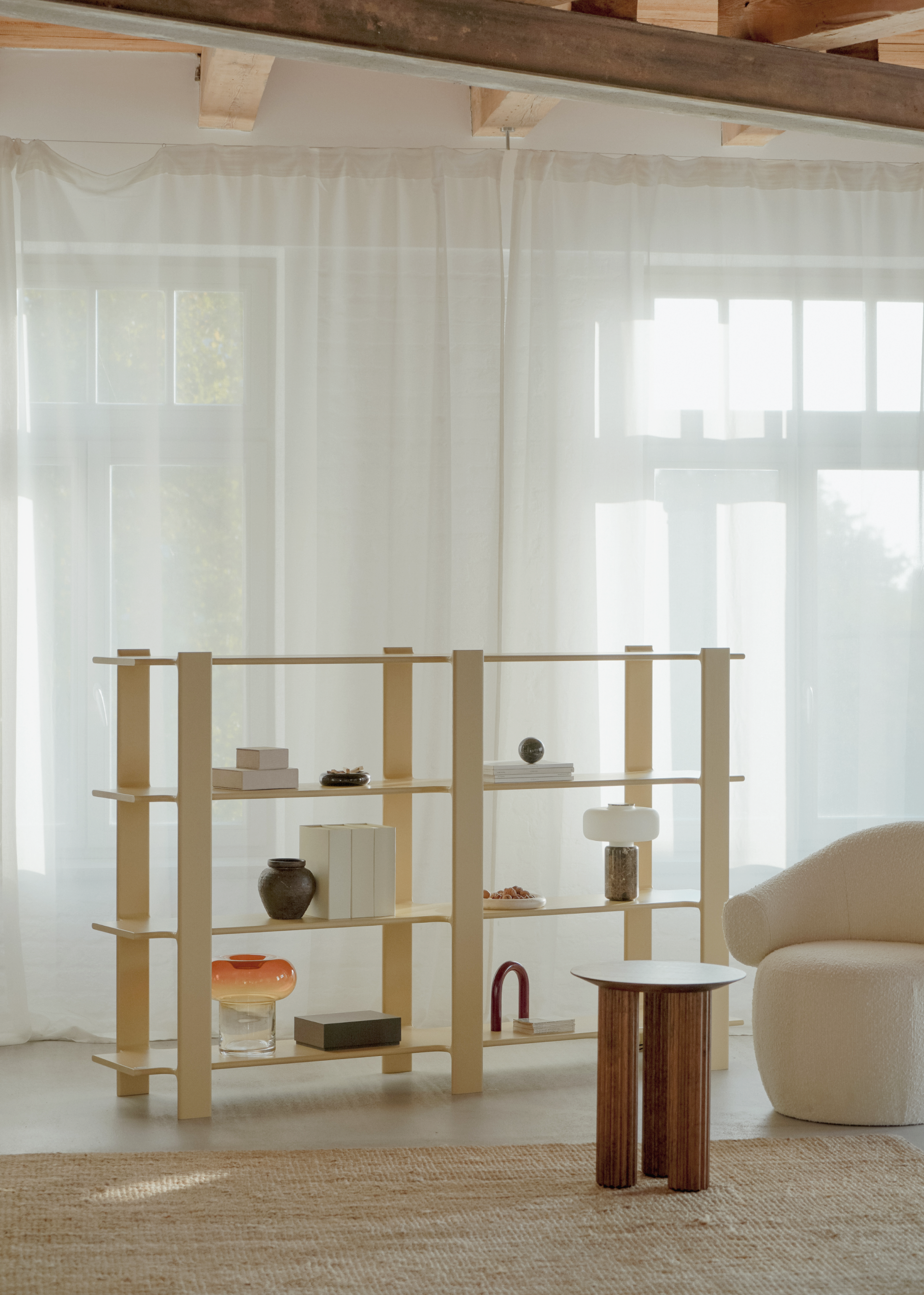 Boekenkast LIGO DUO crème eikenhout