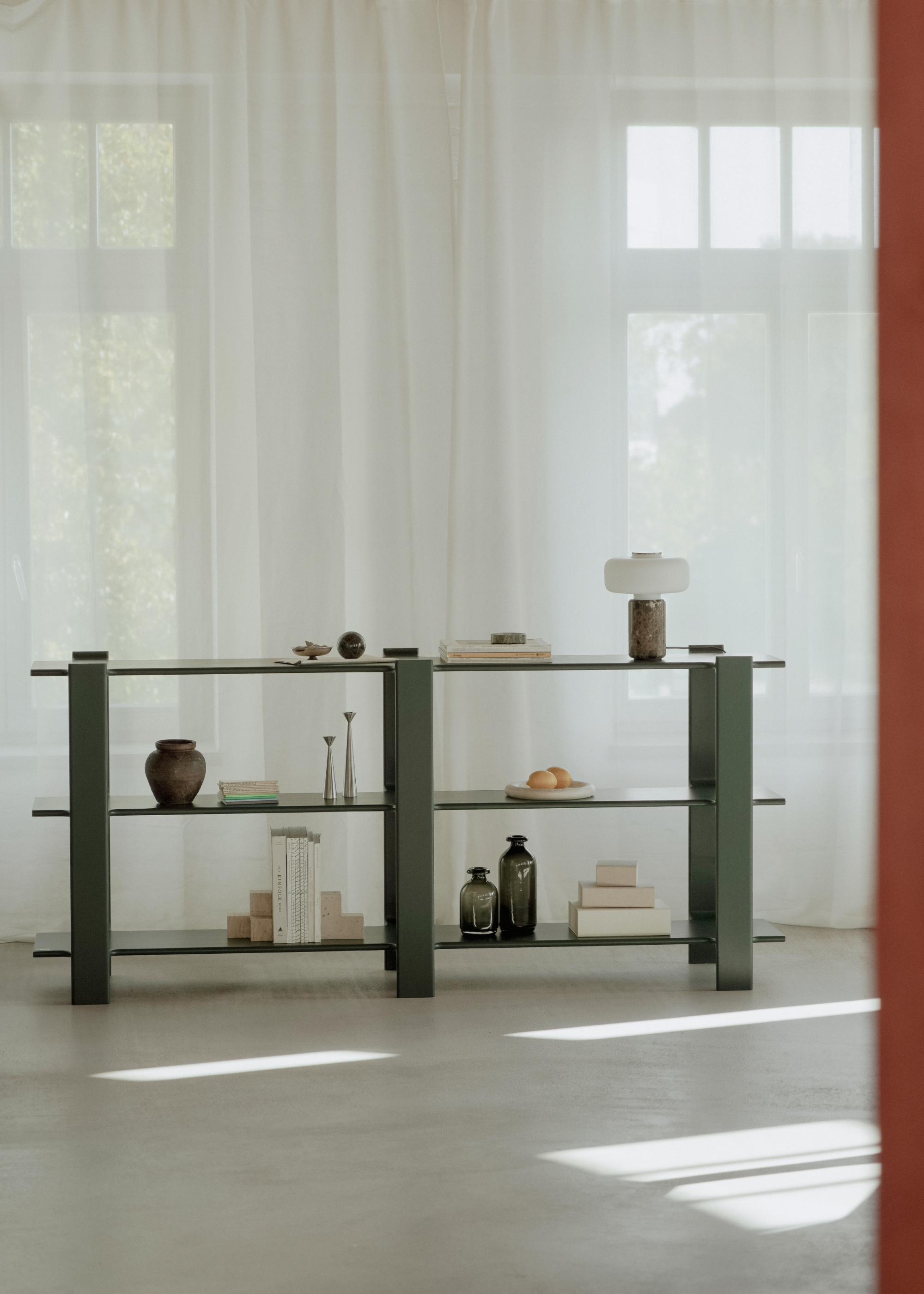 Boekenkast LIGO DUO bordeaux eikenhout