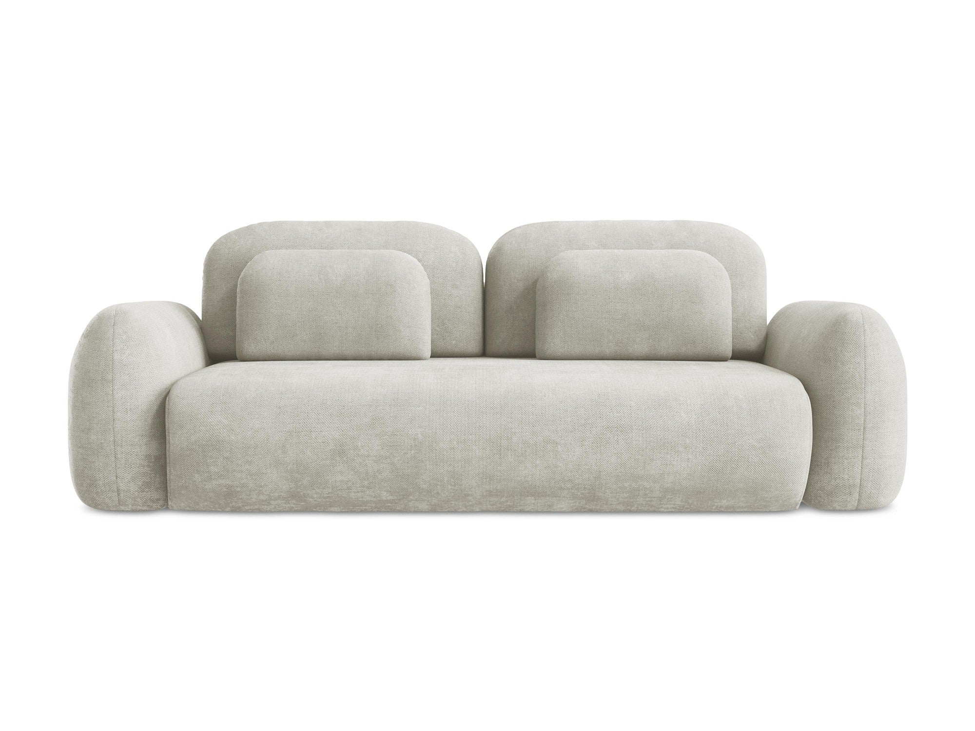 Sofa für 3 Personen mit Schlaf-Funktion LOHI perlmuttfarbener Chenille