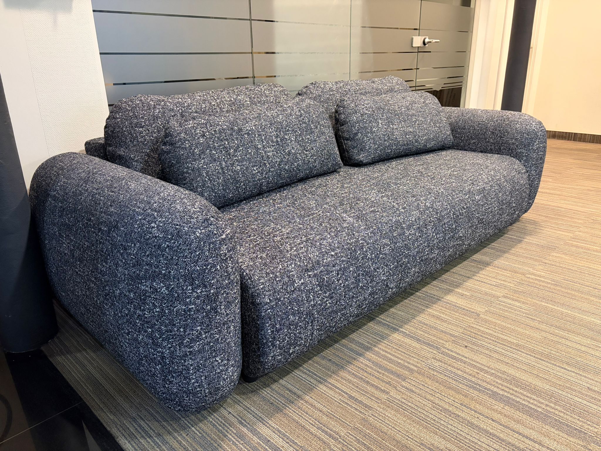 Sofa für 3 Personen mit Schlaf-Funktion LOHI perlmuttfarbener Chenille