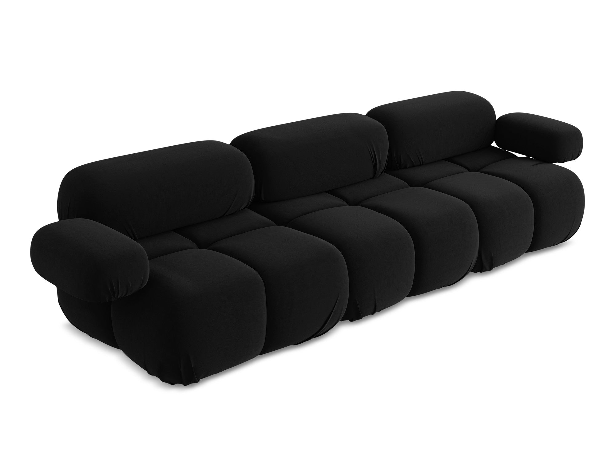Modular Velvet Sofa for 3 People LOKUA Black