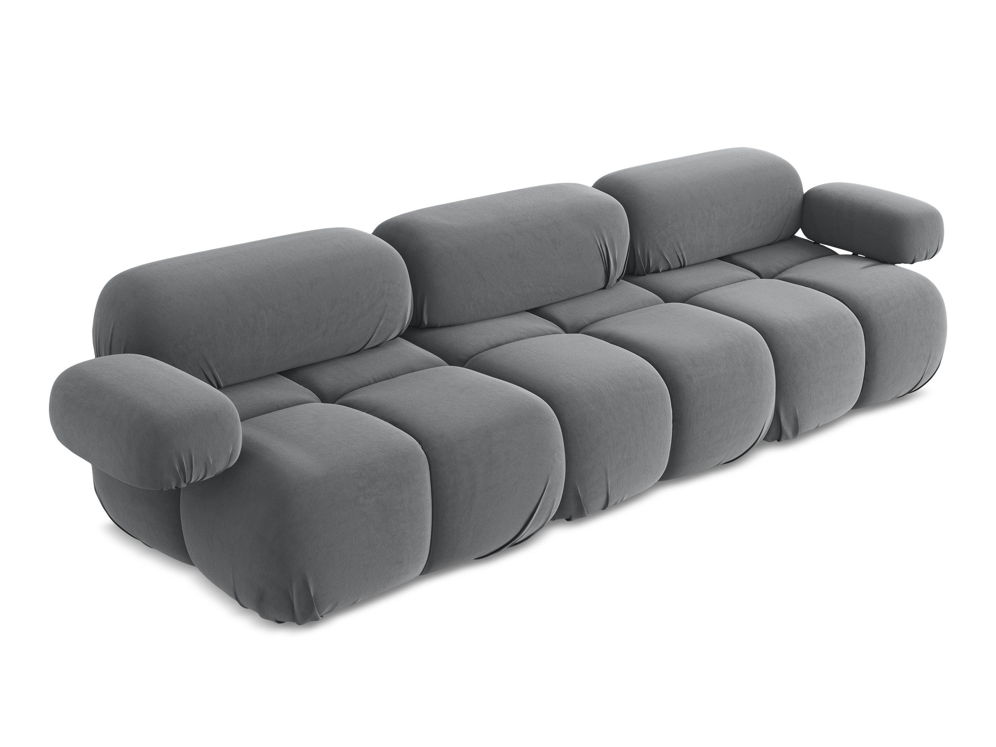 Modular Velvet Sofa for 3 People LOKUA Steel Gray