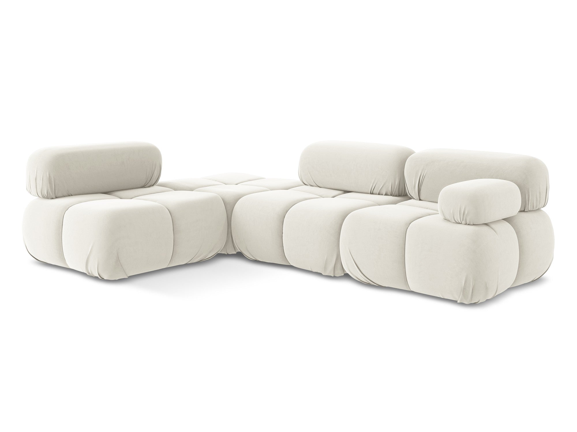 Left-sided modular velvet corner sofa LOKUA light beige