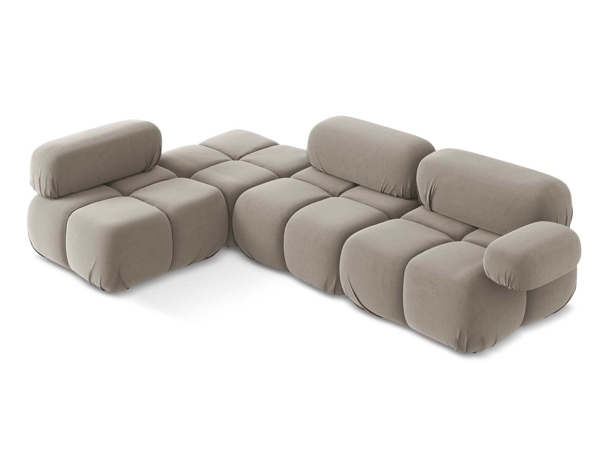 Left-sided velvet modular corner sofa LOKUA taupe