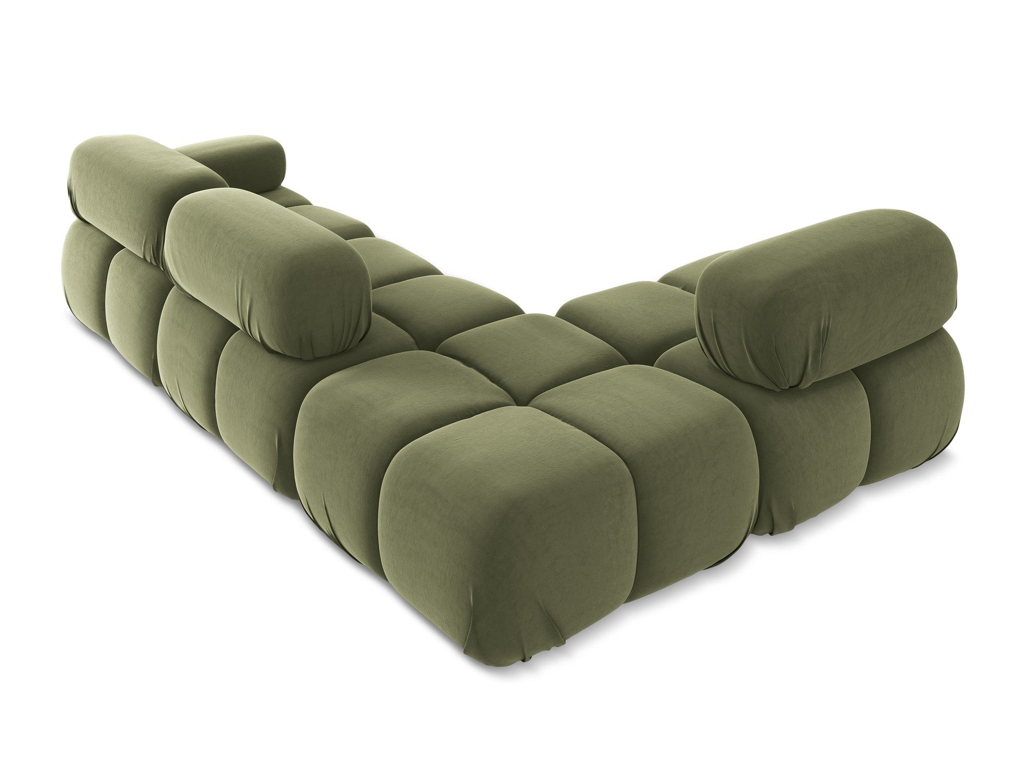 Left-sided velvet modular corner sofa LOKUA in olive green