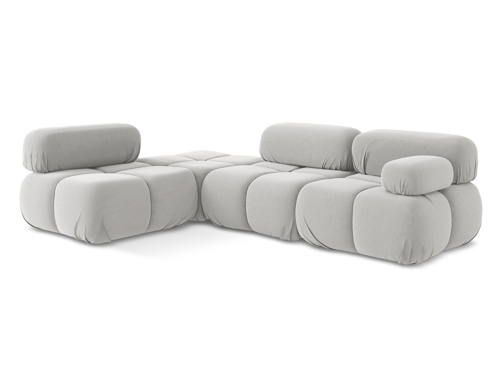 Silver left-sided velvet modular corner sofa LOKUA