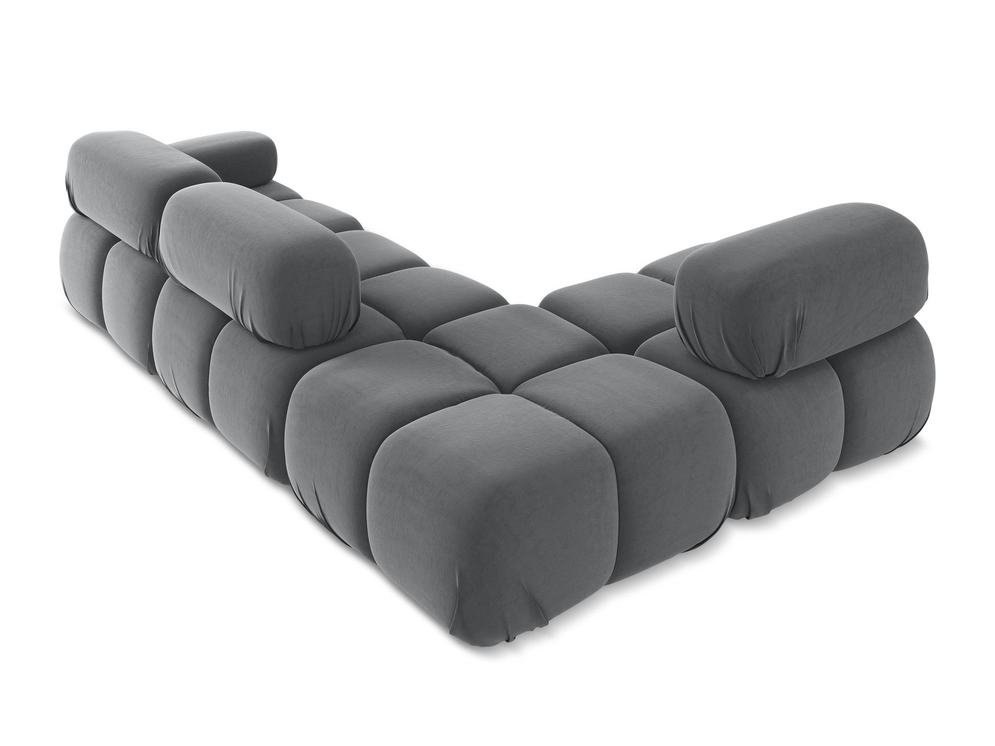 Left-sided modular velvet corner sofa LOKUA in steel gray