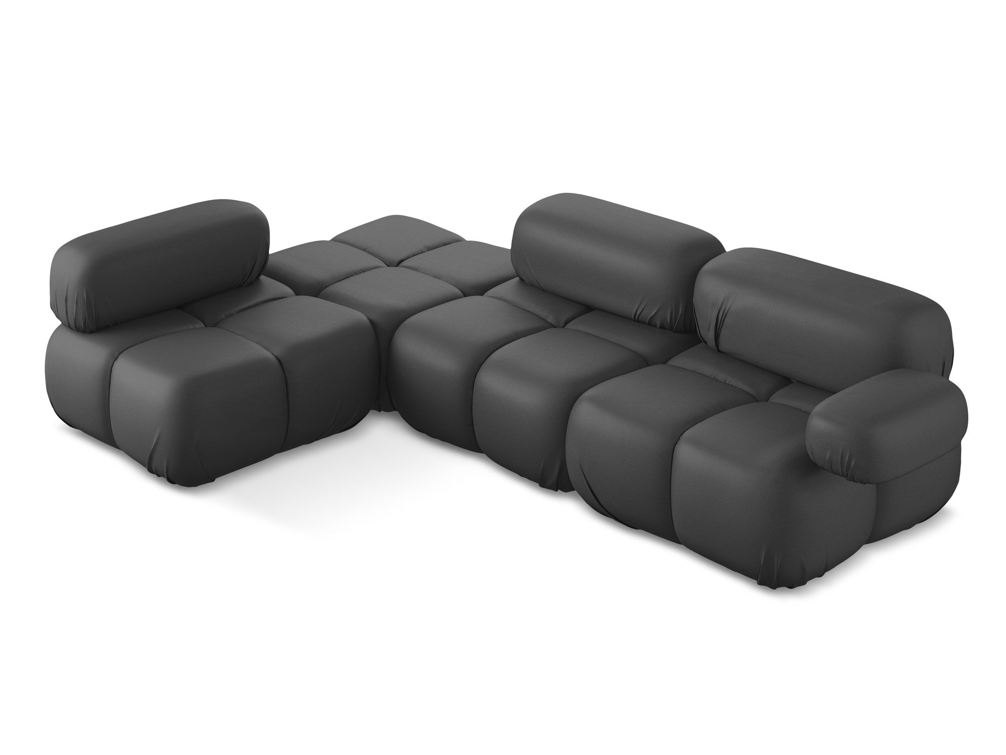 Left-sided modular corner sofa LOKUA in gray eco-leather