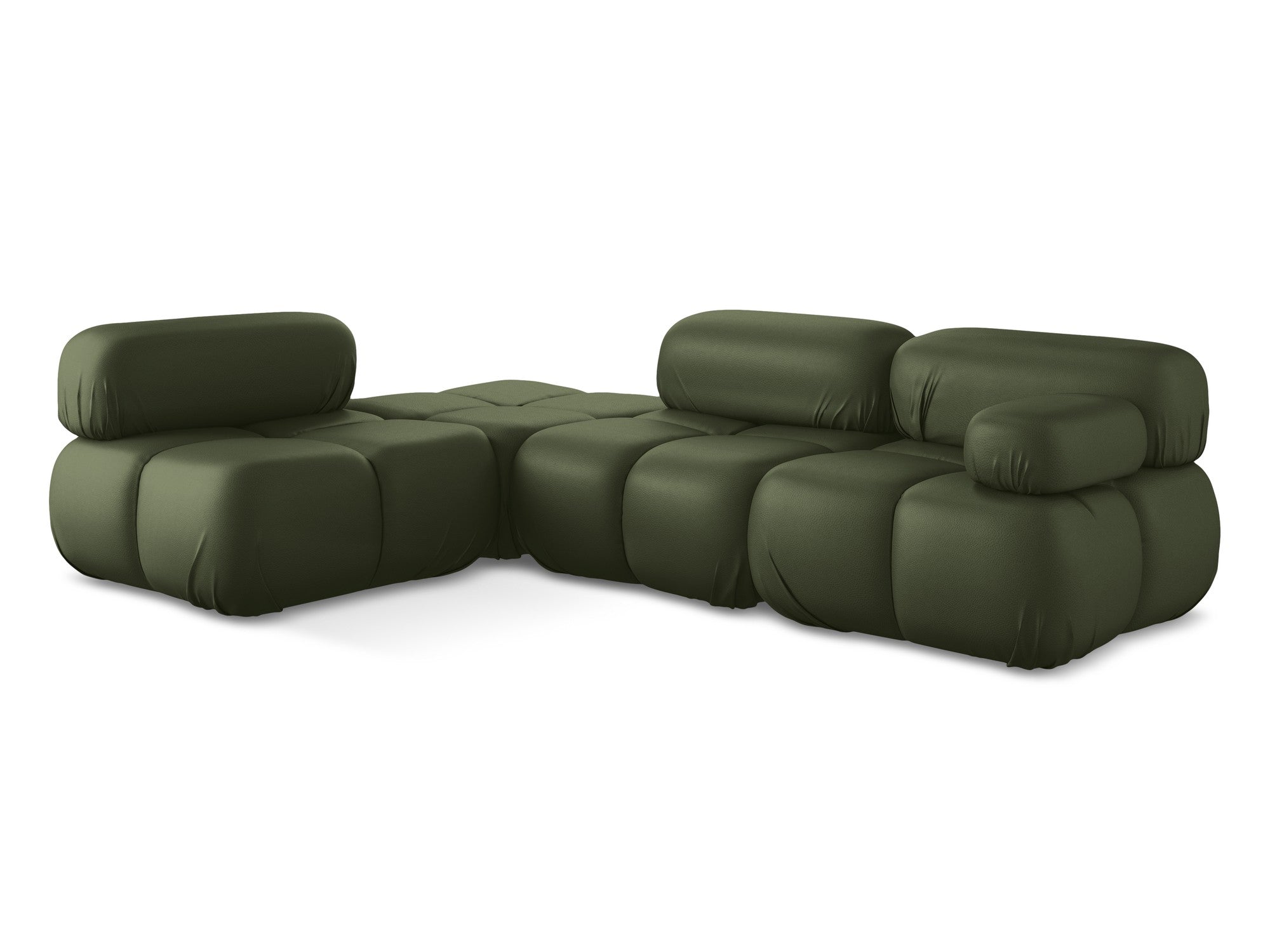 Modularer Ecksofa links LOKUA dunkelgrünes Kunstleder