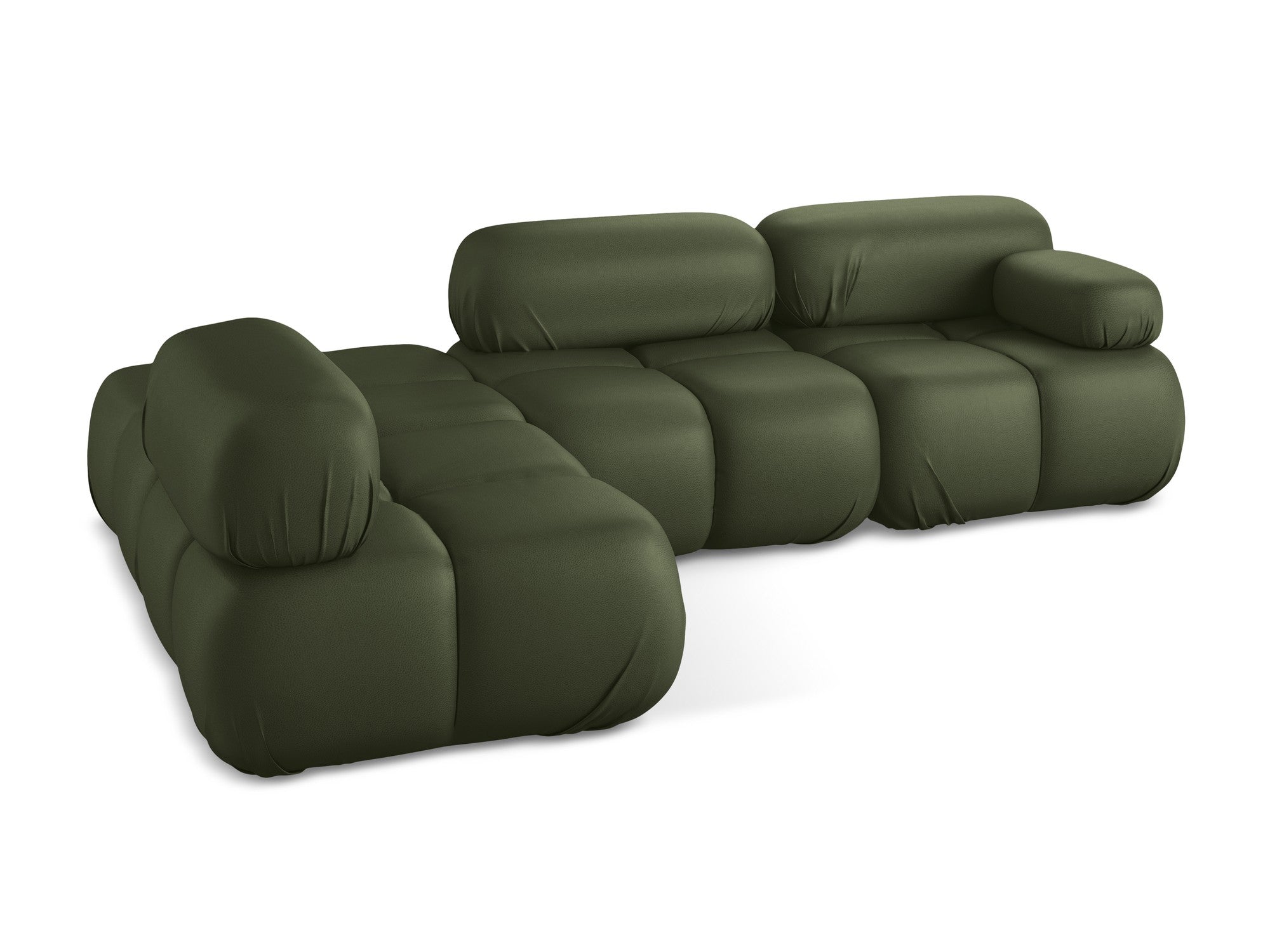Modularer Ecksofa links LOKUA dunkelgrünes Kunstleder