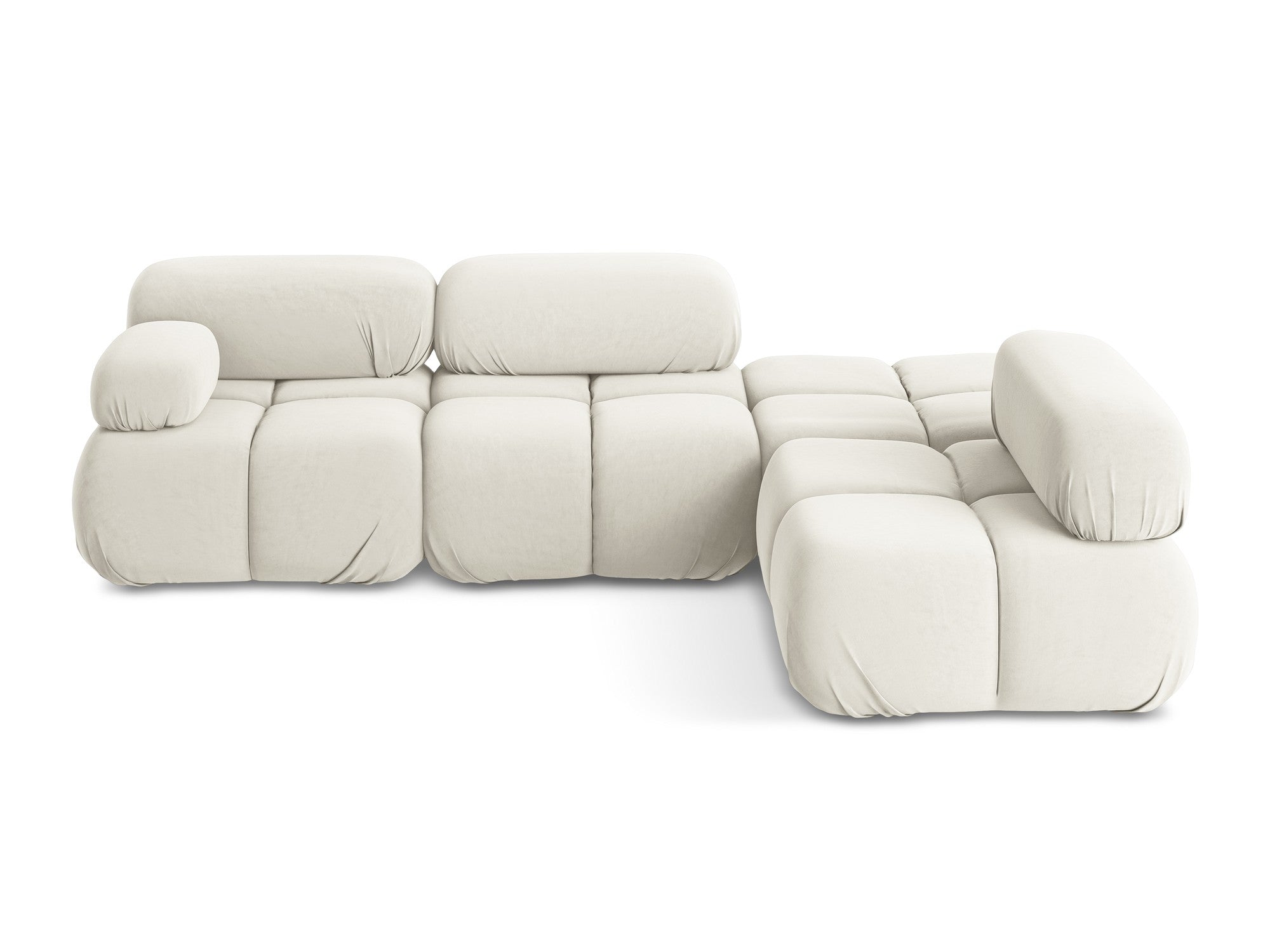 Right-facing velvet modular corner sofa LOKUA light beige