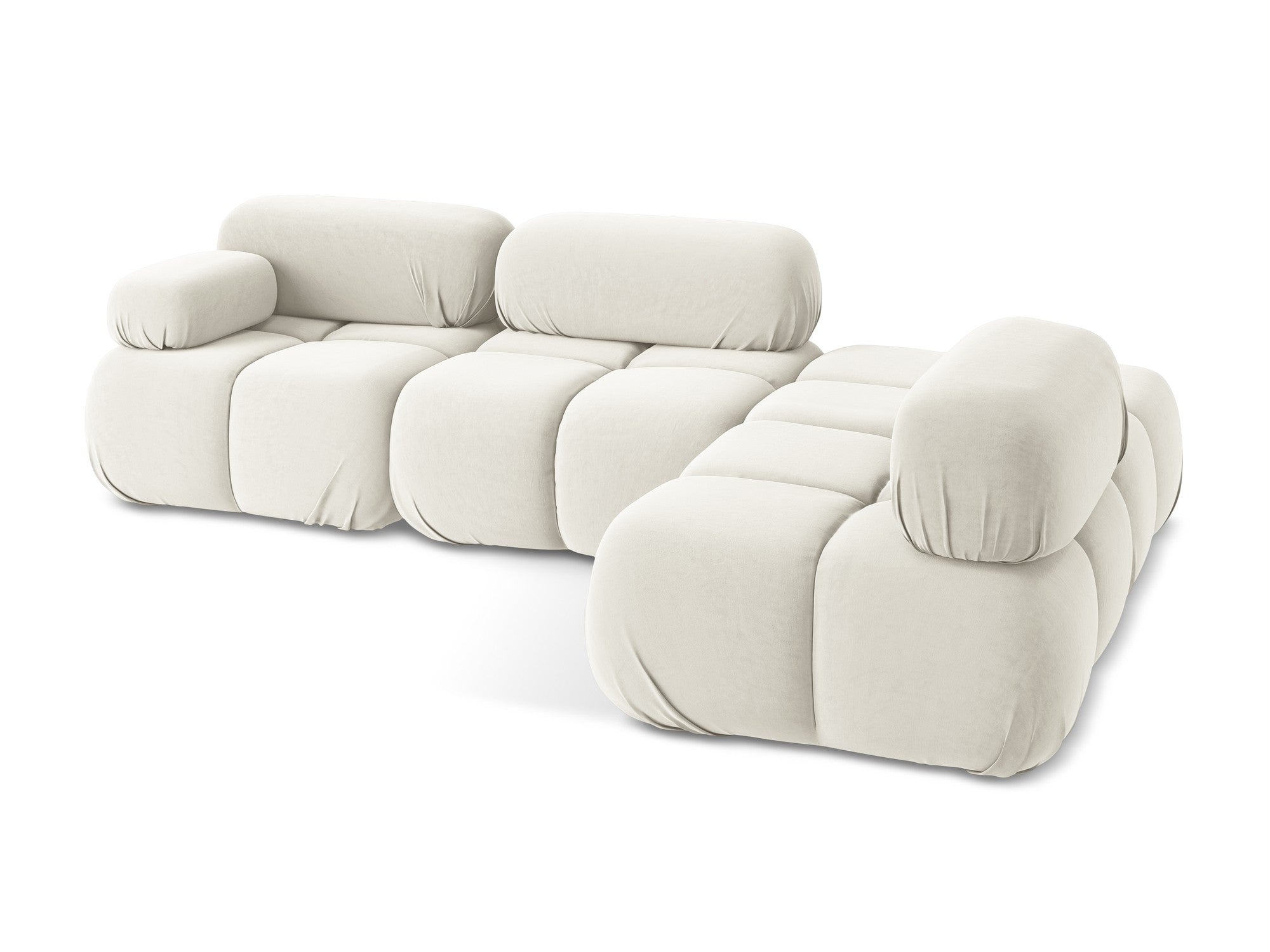 Right-facing velvet modular corner sofa LOKUA light beige