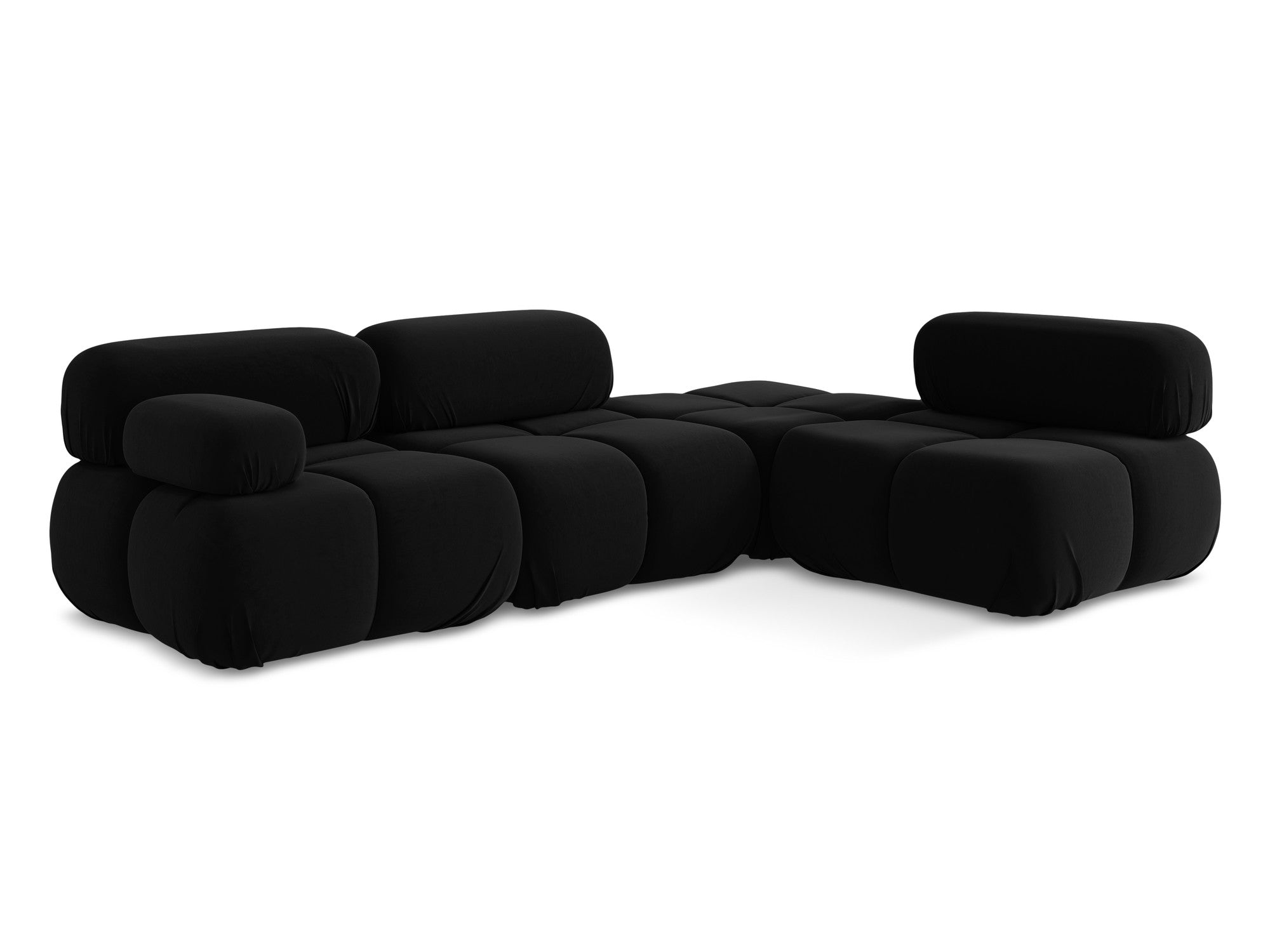 Modularer Samt-Ecksofa rechts LOKUA schwarz