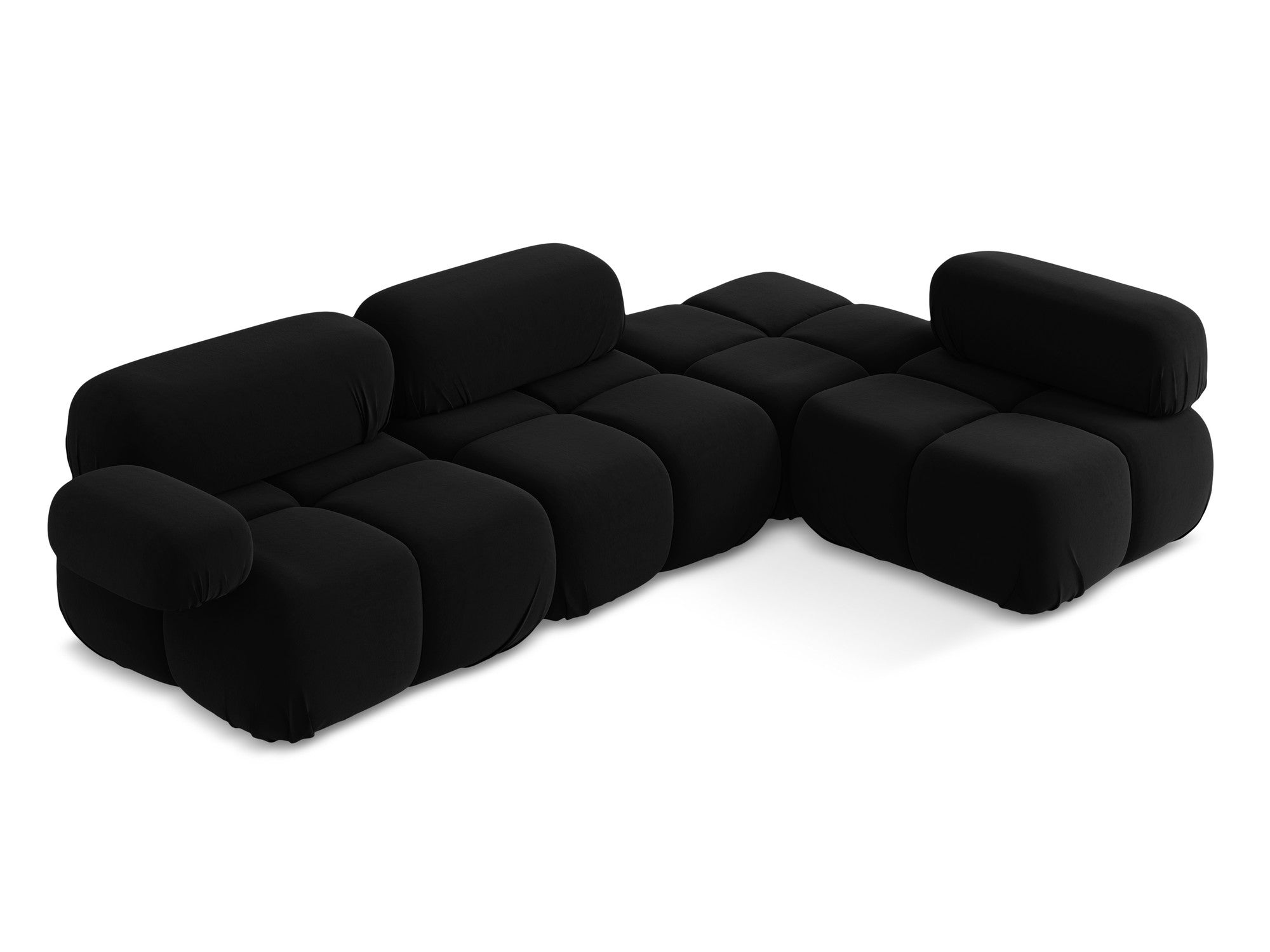 Modularer Samt-Ecksofa rechts LOKUA schwarz