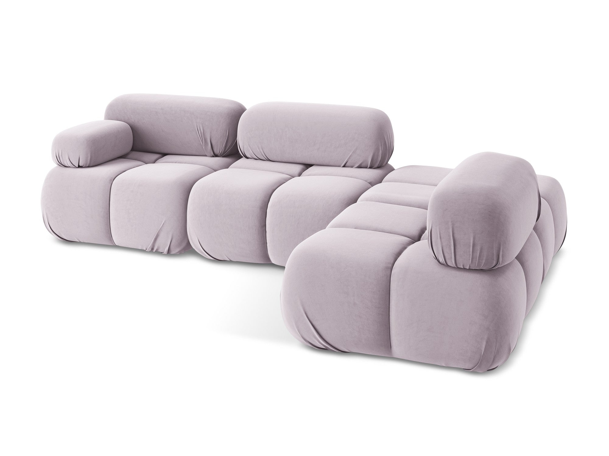 Right-facing modular velvet corner sofa LOKUA in lavender