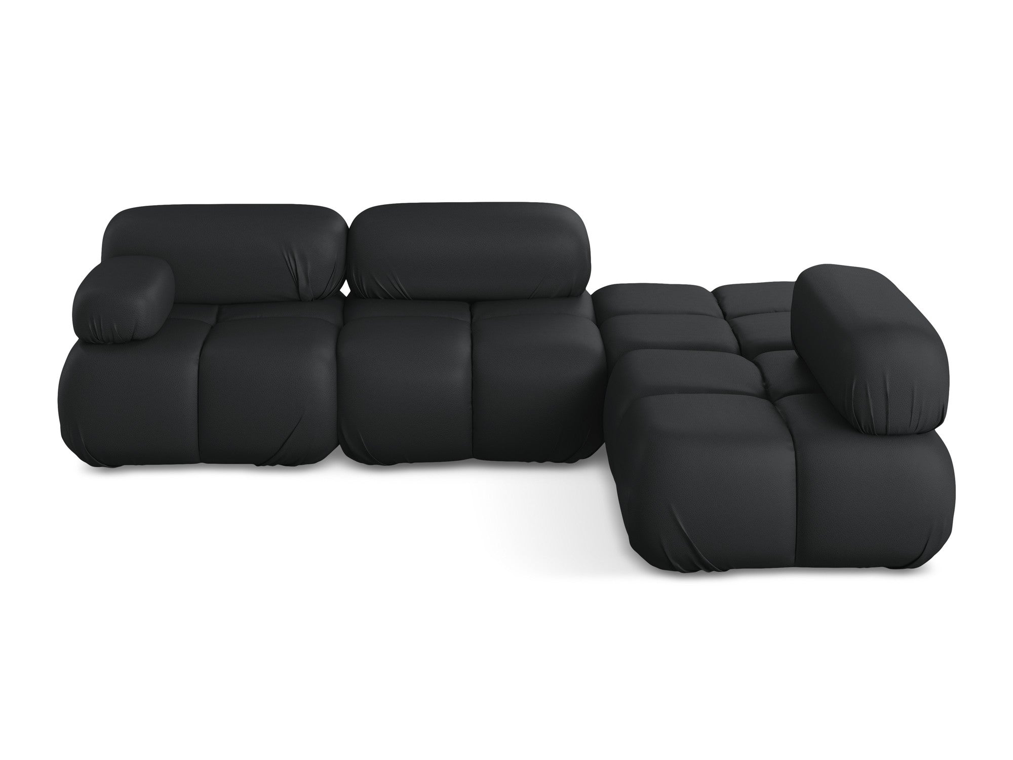 Right-facing modular corner sofa LOKUA black faux leather