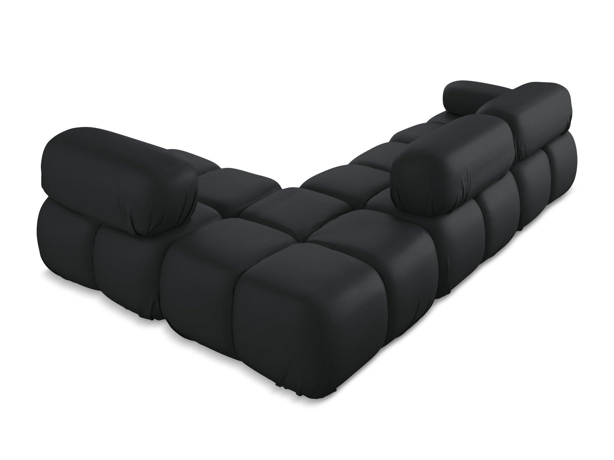 Right-facing modular corner sofa LOKUA black faux leather