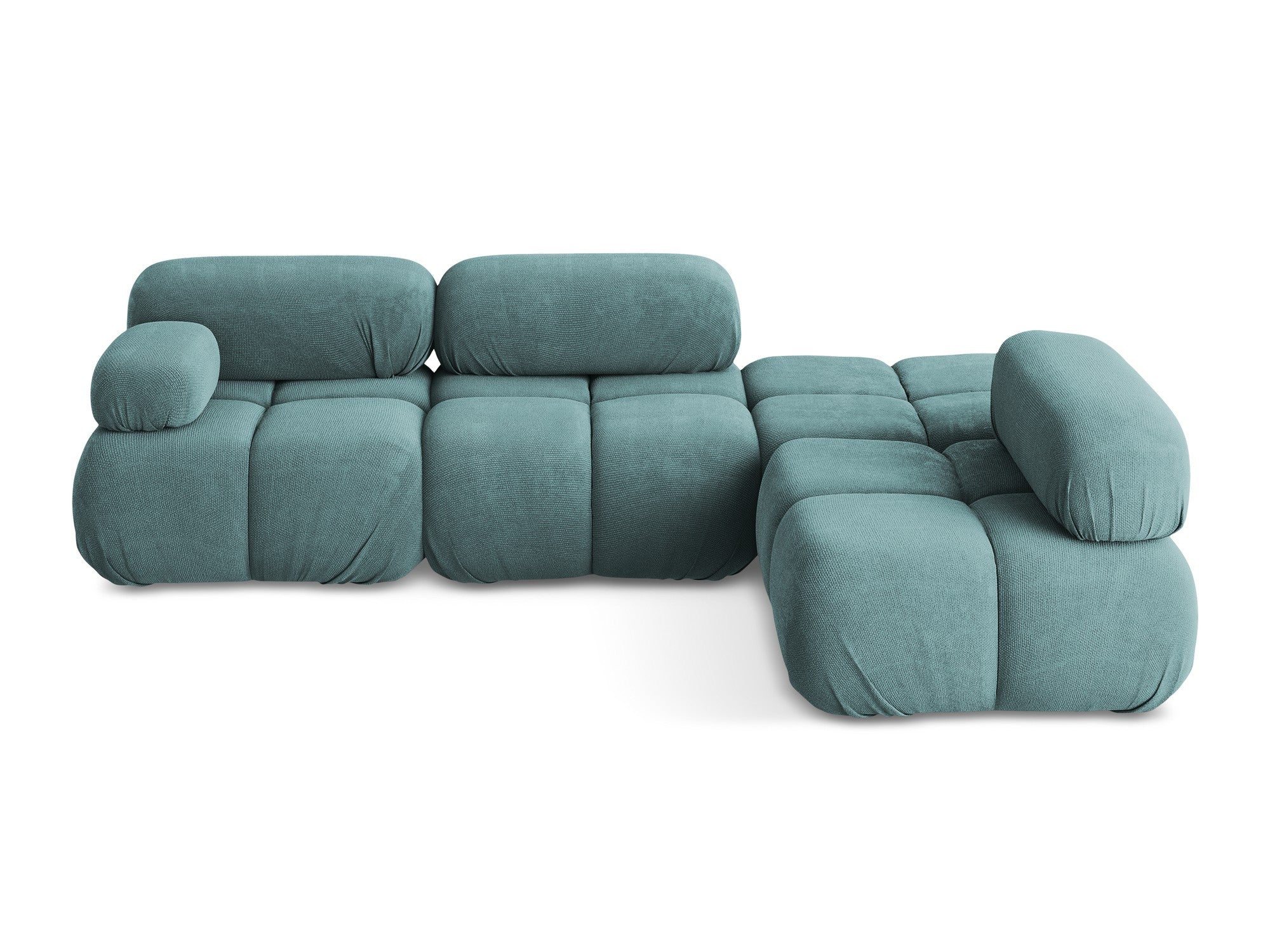 Rechtsseitige modulare Eckcouch LOKUA in jeansblauem Chenille