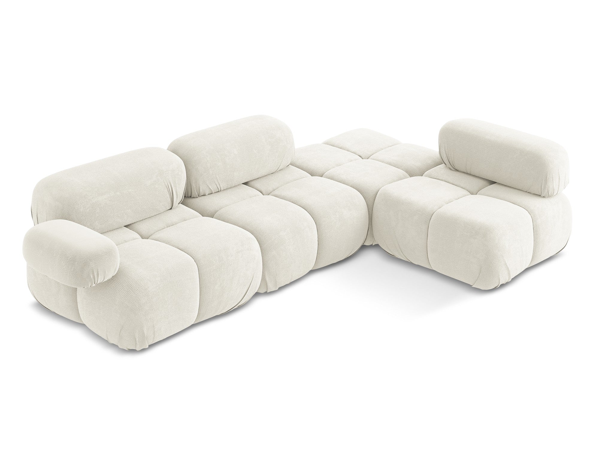 Rechthoekige modulaire hoekbank LOKUA wit chenille