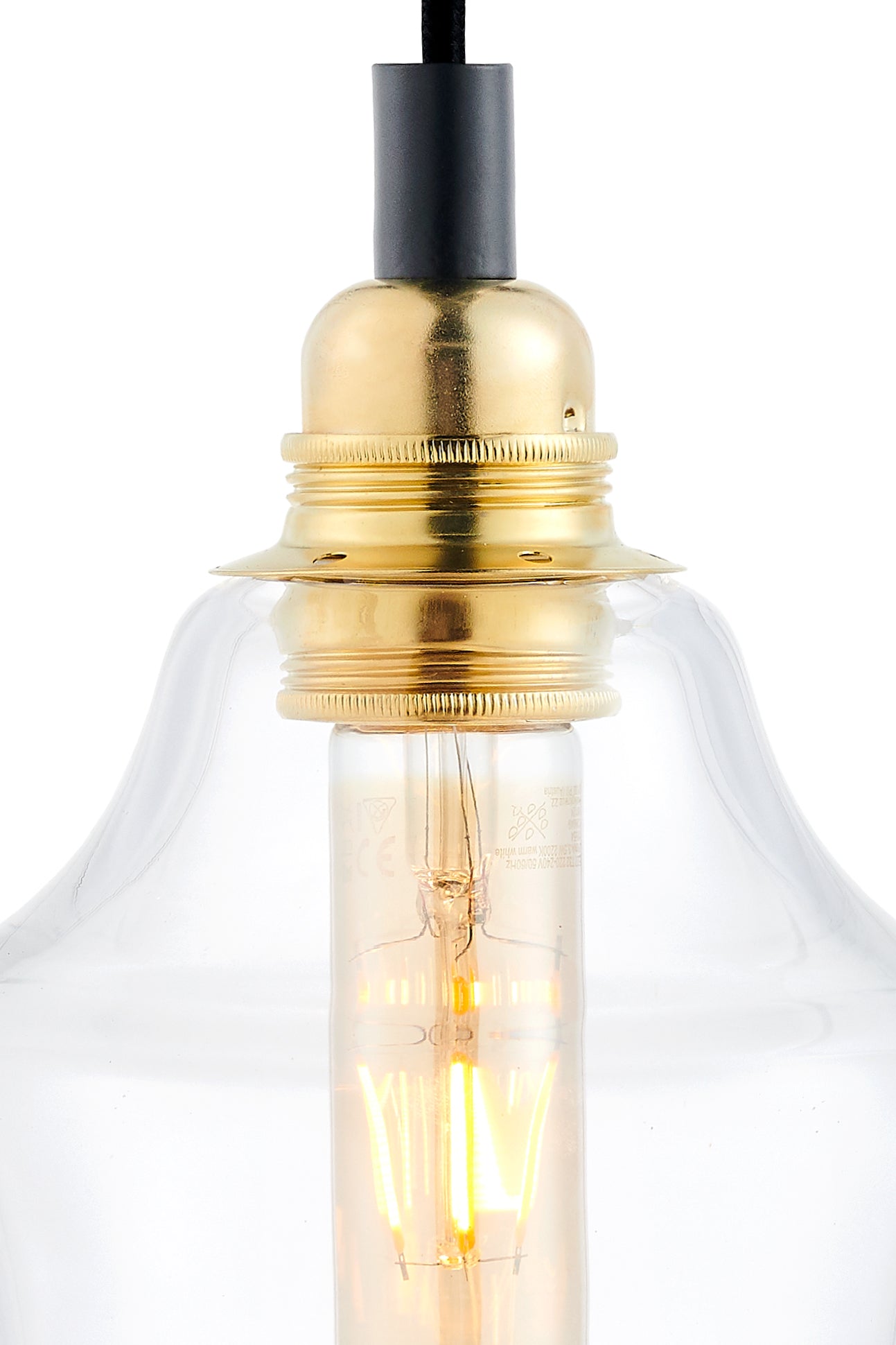 LONGIS II transparent pendant lamp with gold