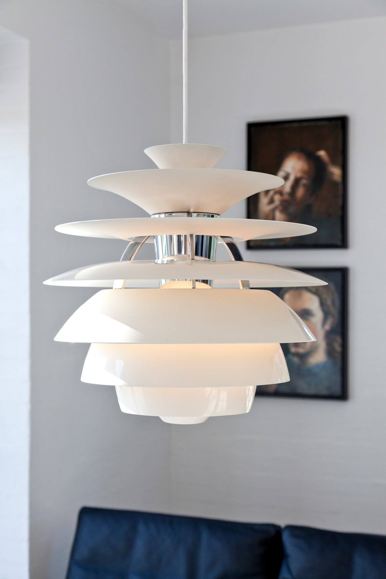 Hanglamp PH SNOWBALL wit met chroomafwerking