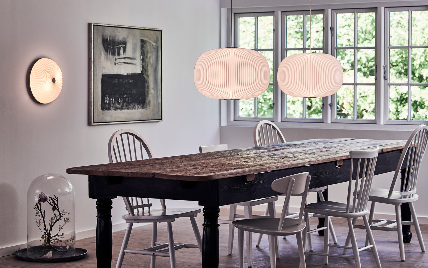 Hanging Lamp MODEL 132 LAMELLA 1 white with black finish