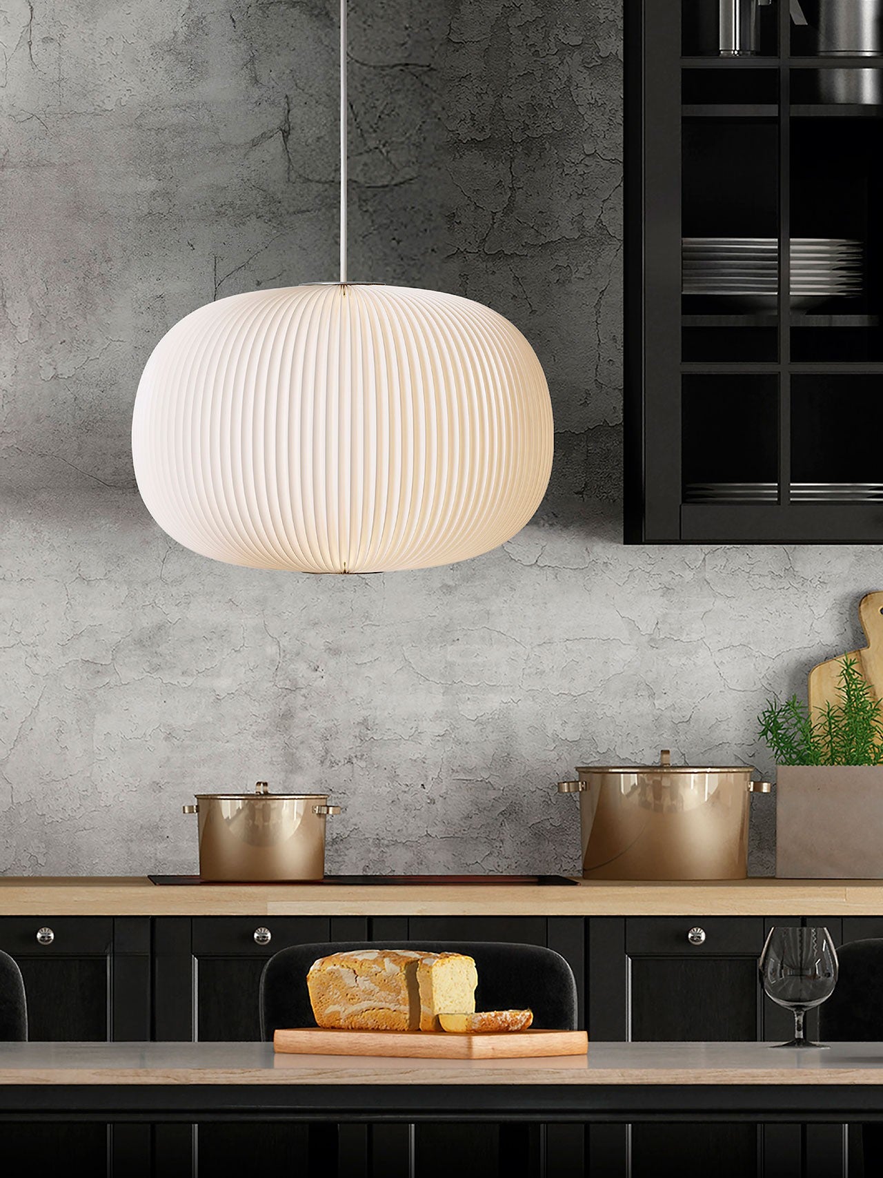 Hanglamp MODEL 132 LAMELLA 1 wit met zilveren afwerking