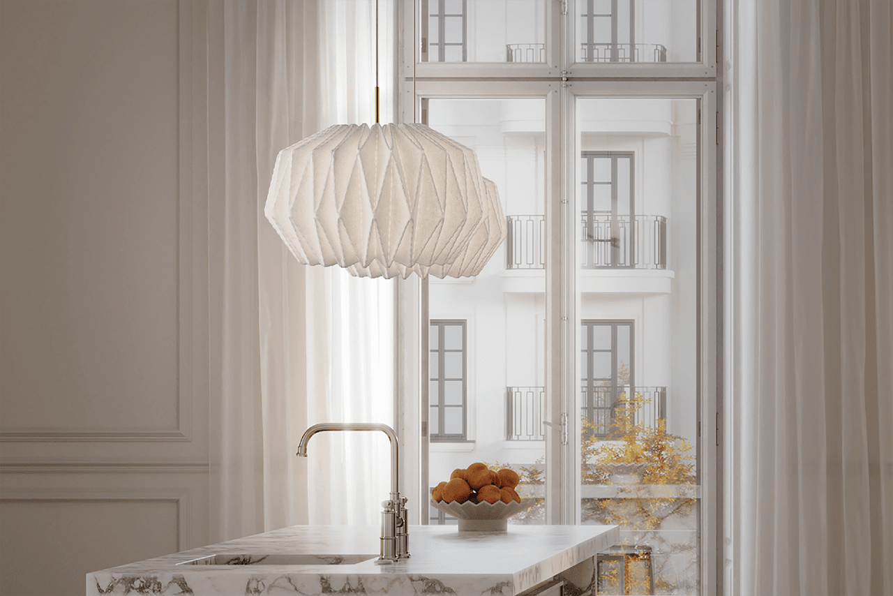 Hanglamp MODEL 164 ZACHT GEPLISSEERD wit