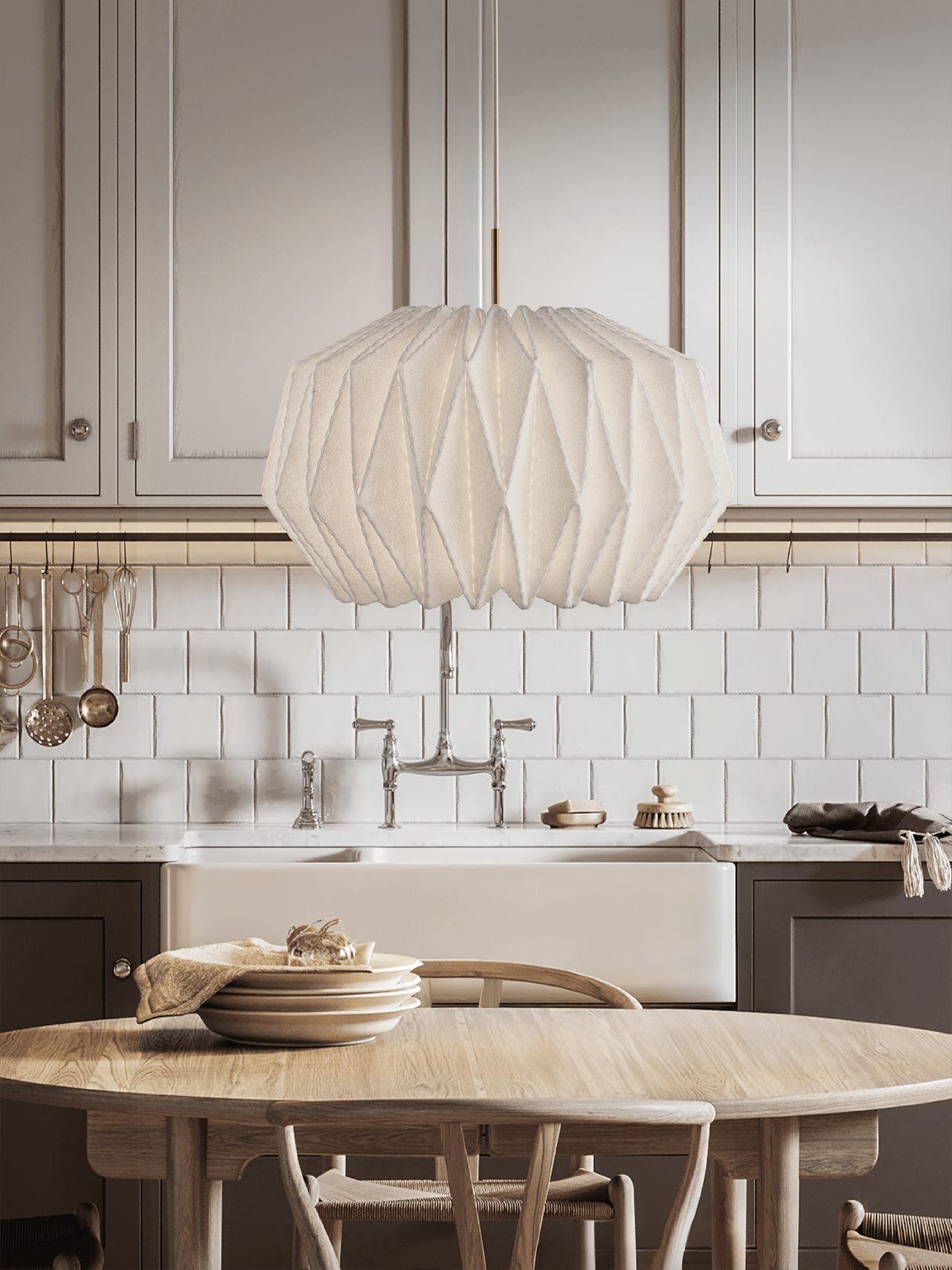 Hanglamp MODEL 164 ZACHT GEPLISSEERD wit