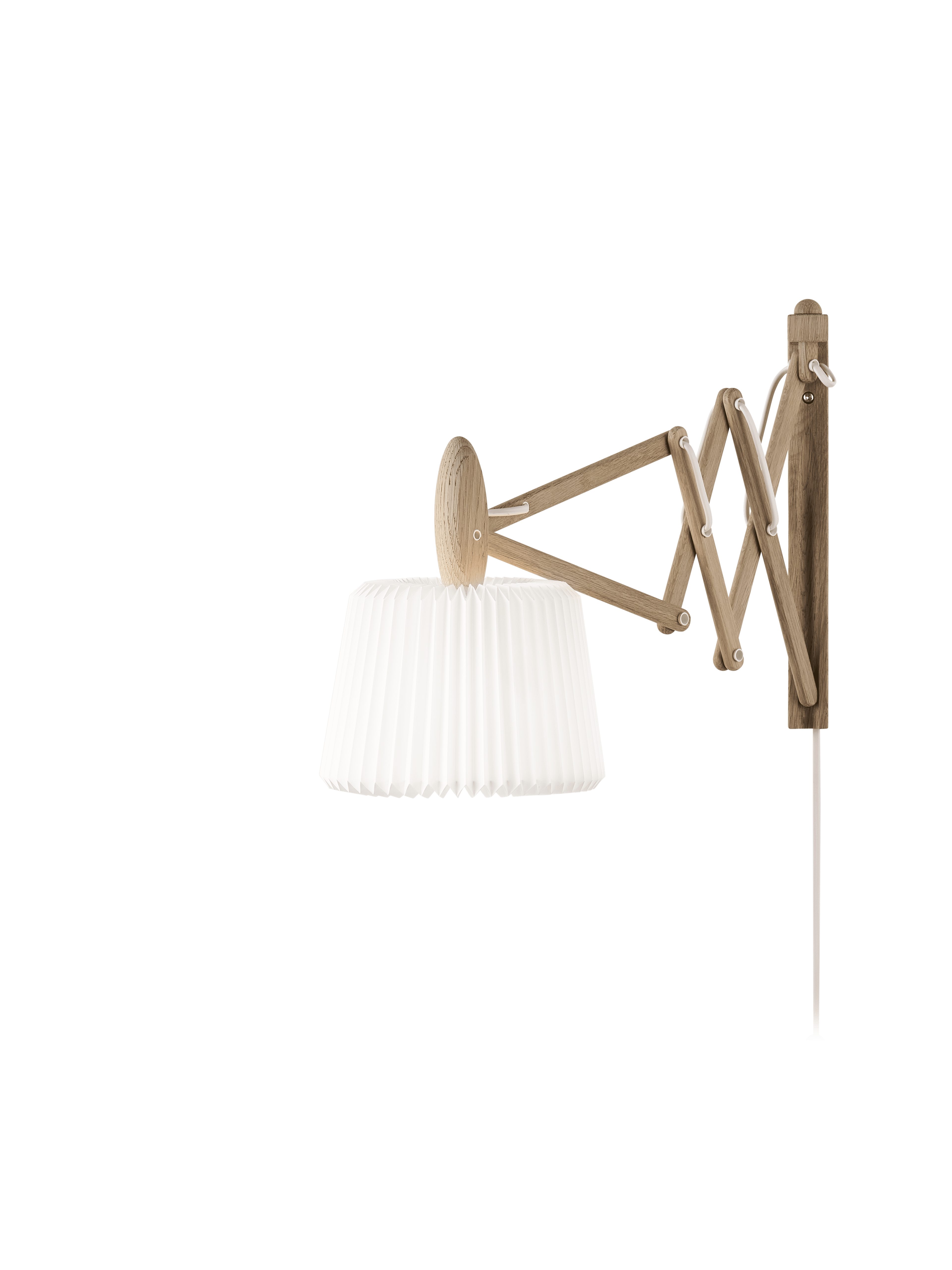 Wandlamp MODEL 223 120 SAX wit met een lichte eiken basis