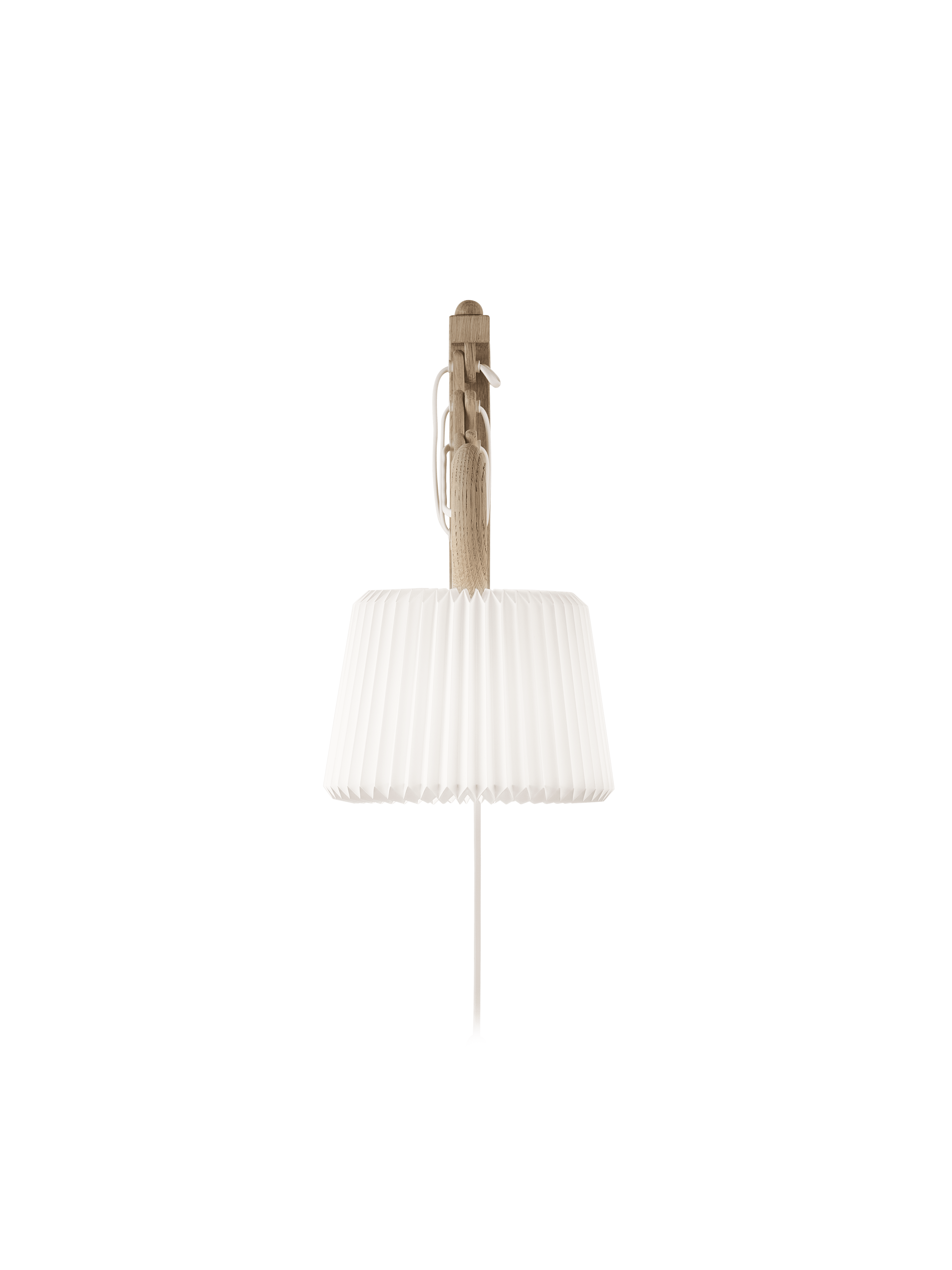 Wandlamp MODEL 223 120 SAX wit met een lichte eiken basis