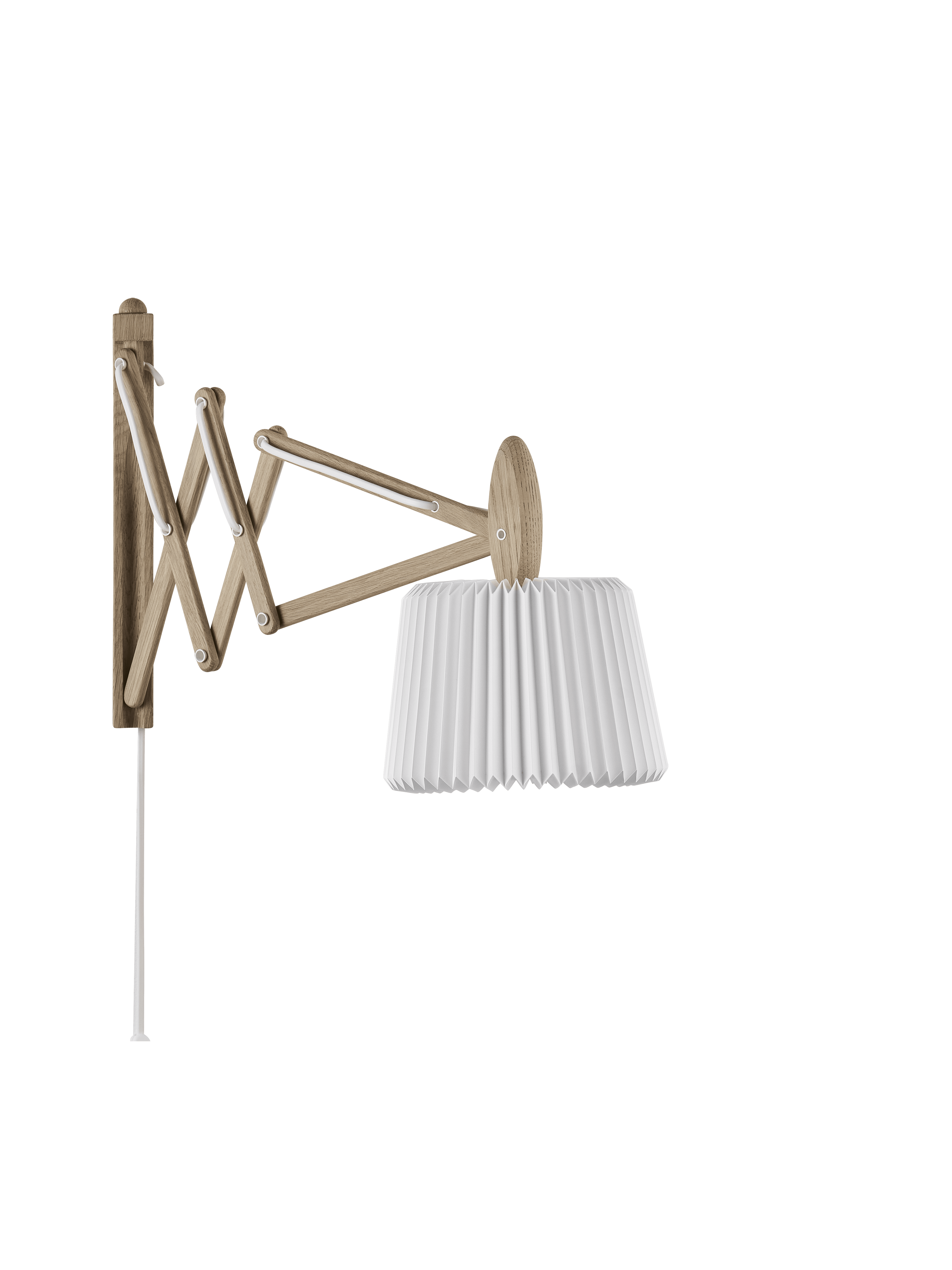 Wandlamp MODEL 223 120 SAX wit met een lichte eiken basis