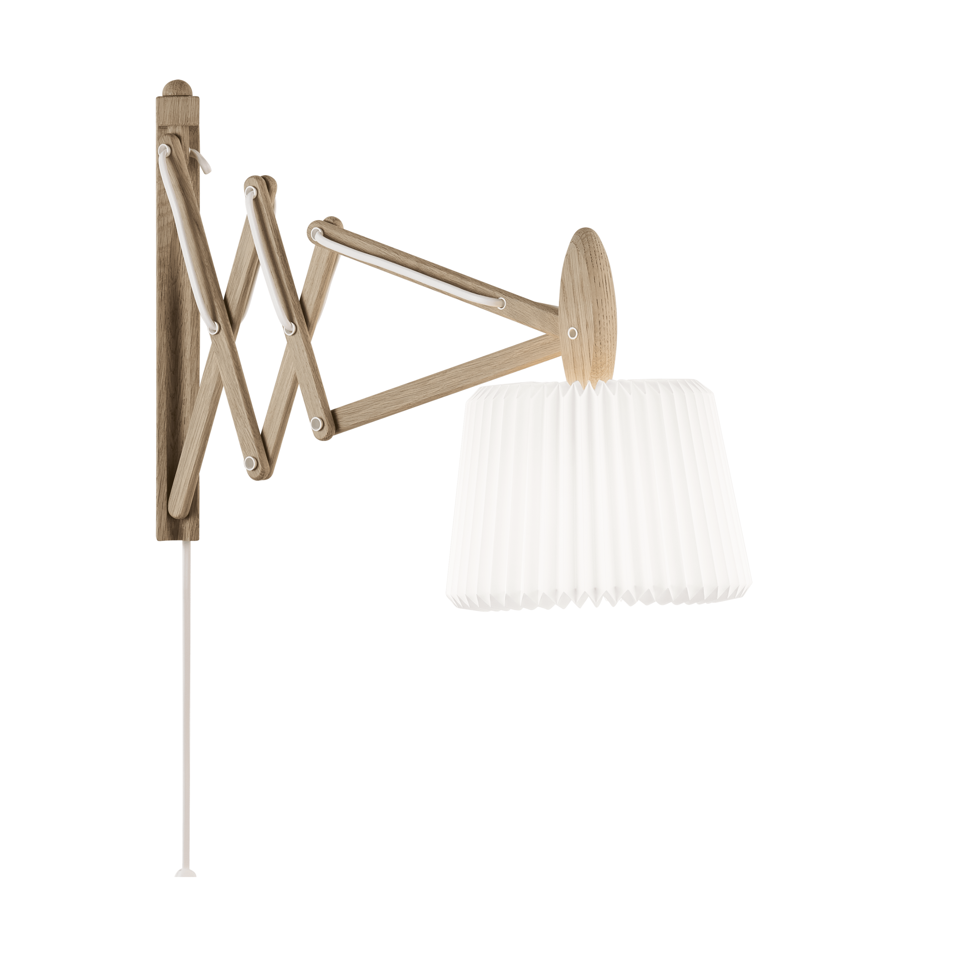 Wandlamp MODEL 223 120 SAX wit met een lichte eiken basis