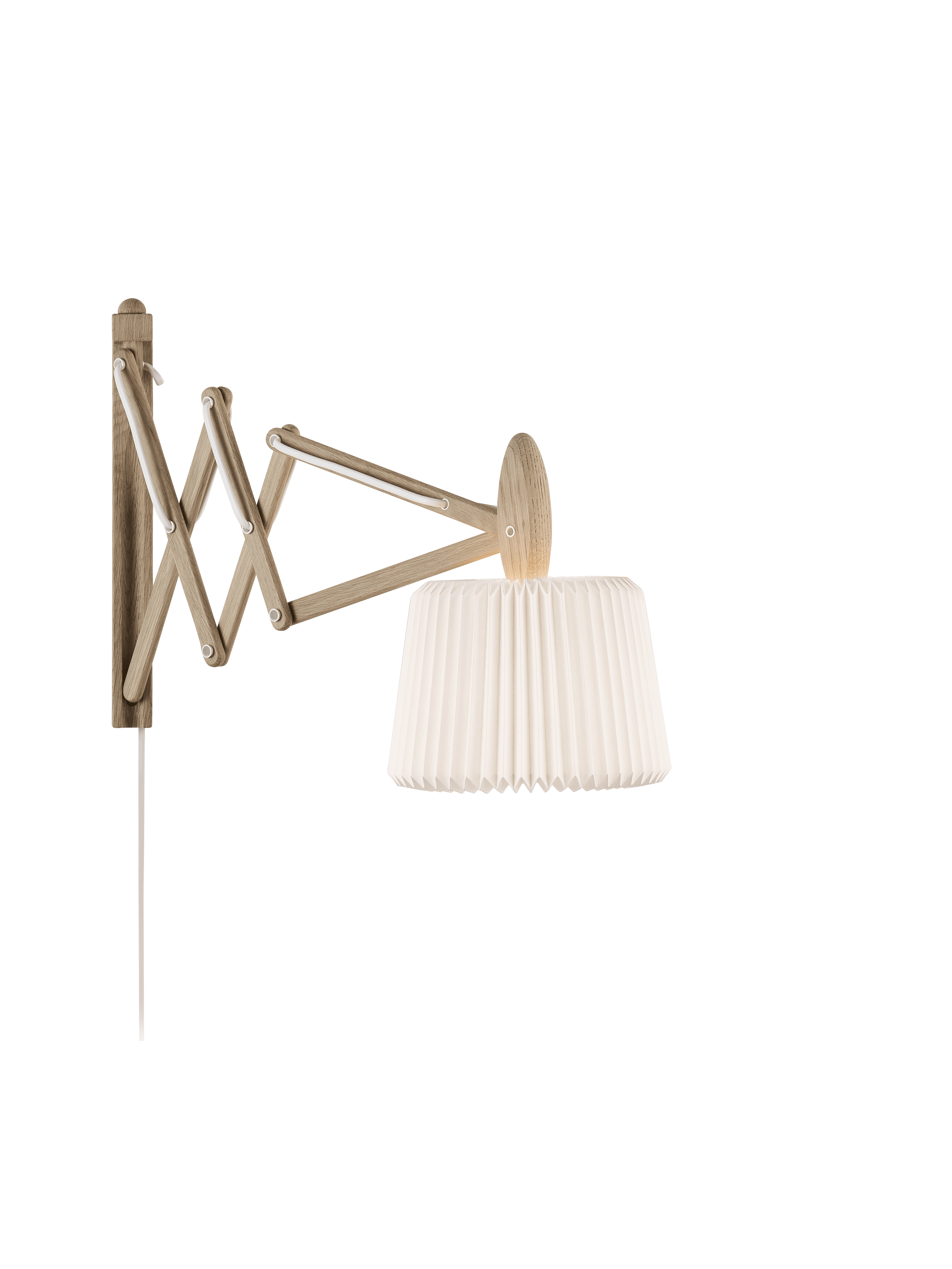 Wandlamp MODEL 223 120 SAX wit met een lichte eiken basis