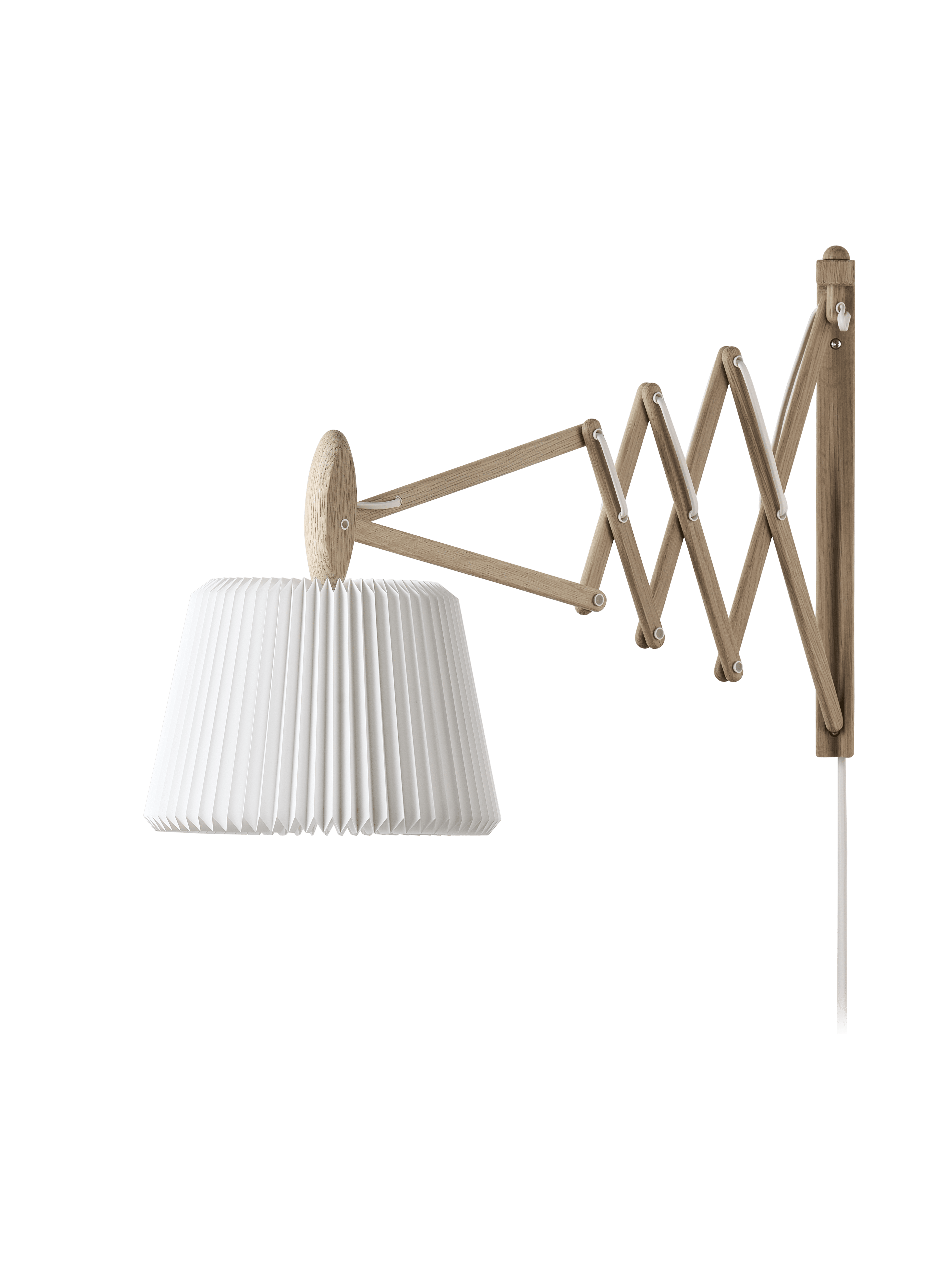Wandlamp MODEL 233 120 SAX wit met lichte eiken basis